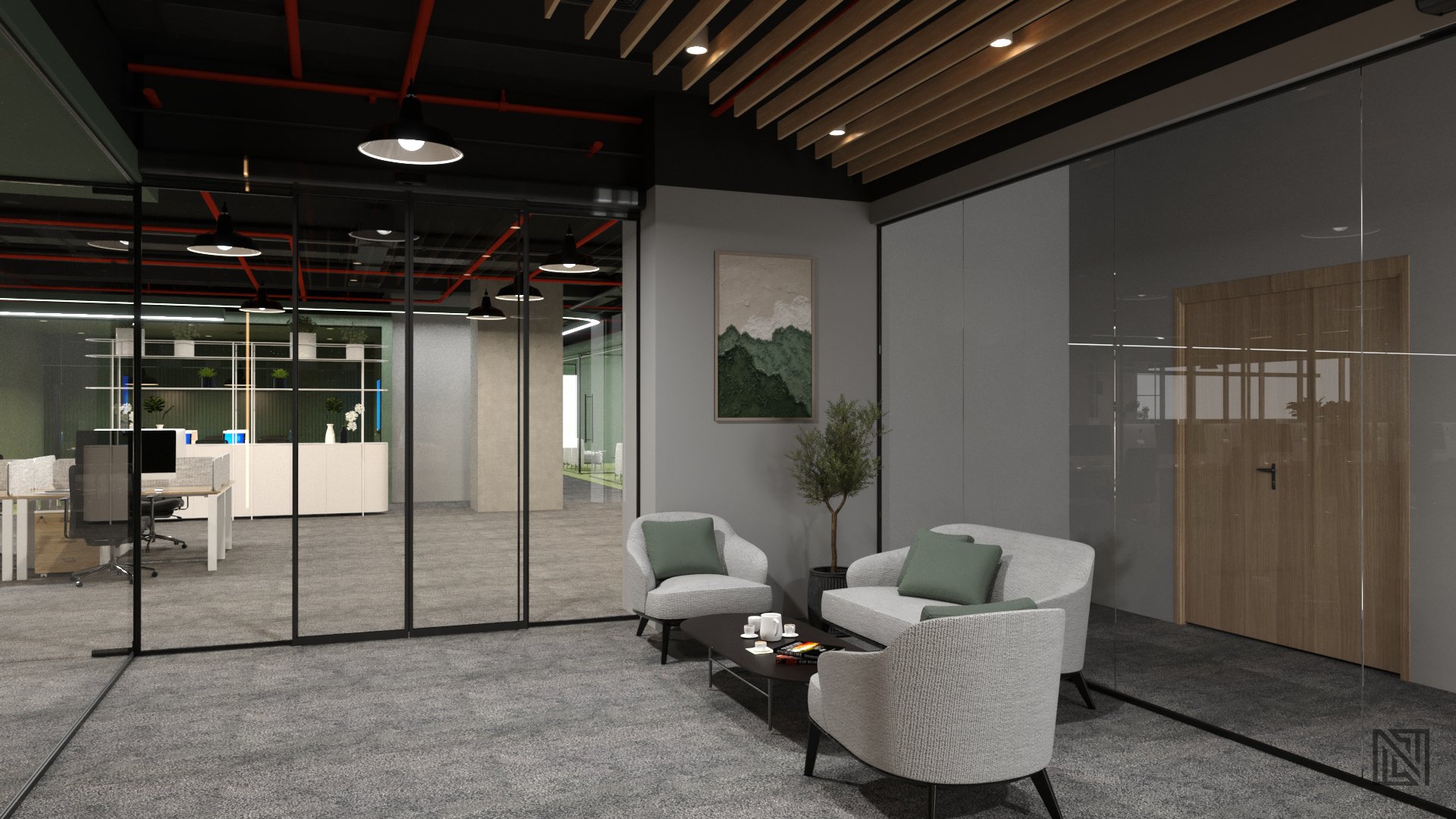 ADQ Office — commercial, view 2 of 12, Abu Dhabi, UAE. 3ds Max · Corona render by Nasmeer VM.