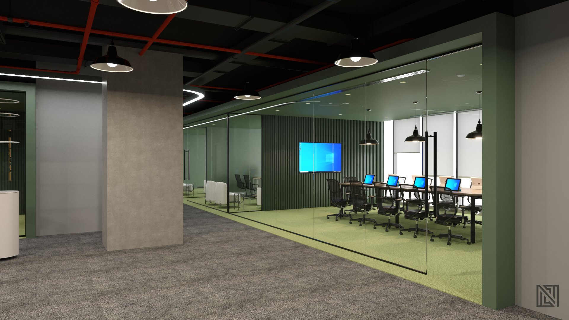 ADQ Office — commercial, view 8 of 12, Abu Dhabi, UAE. 3ds Max · Corona render by Nasmeer VM.