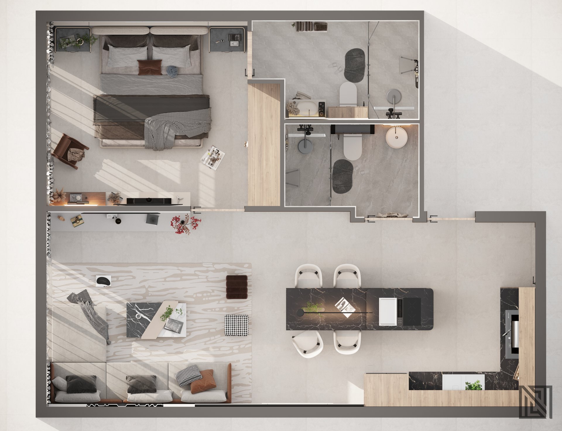 Apartment Interior — interior, view 12 of 12, UAE. 3ds Max · Corona render by Nasmeer VM.