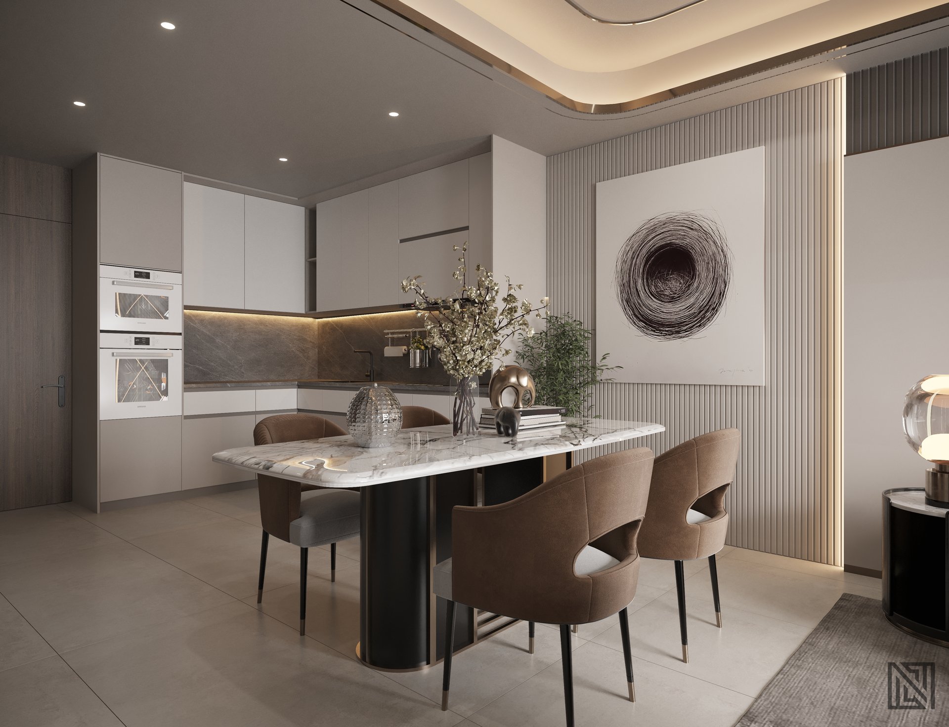 Apartment Study — interior, view 3 of 8, UAE. 3ds Max · Corona render by Nasmeer VM.