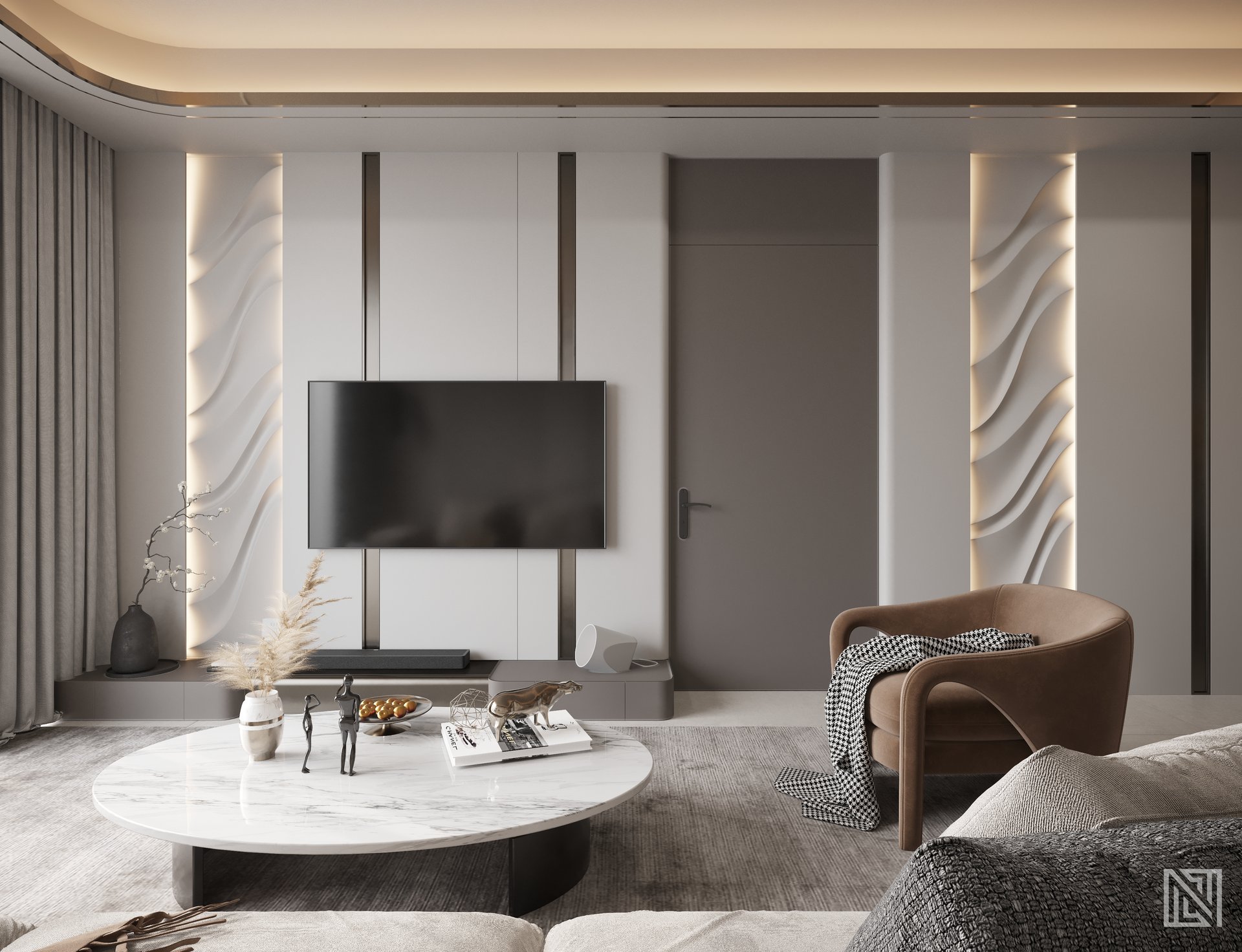 Apartment Study — interior, view 4 of 8, UAE. 3ds Max · Corona render by Nasmeer VM.