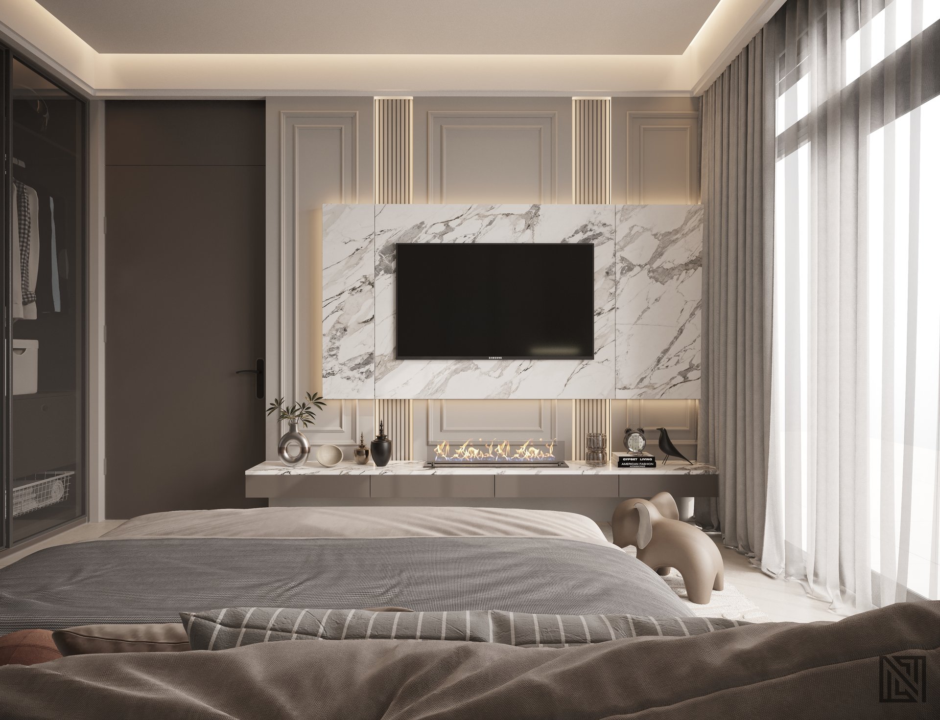 Apartment Study — interior, view 6 of 8, UAE. 3ds Max · Corona render by Nasmeer VM.