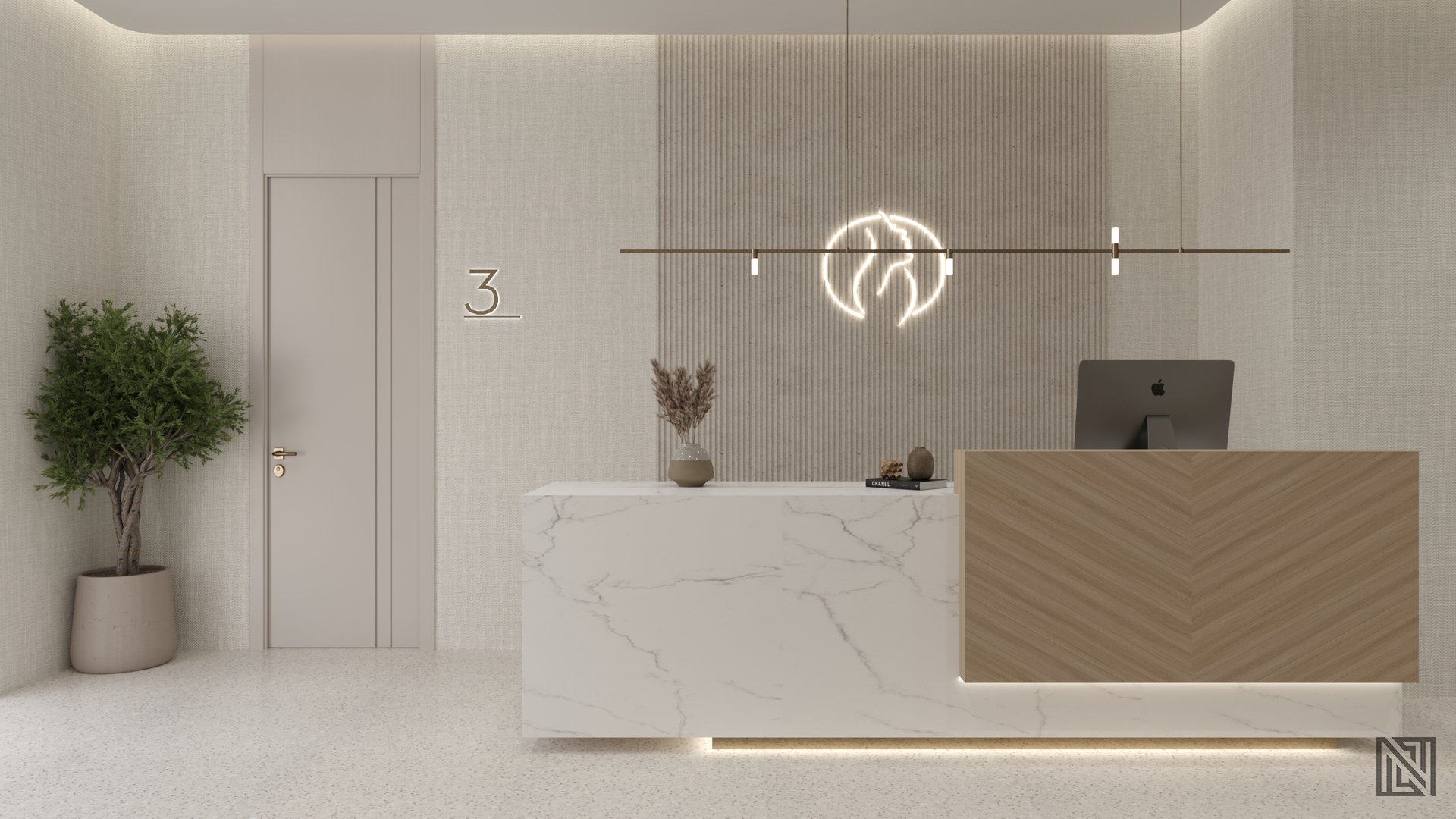 Beauty Clinic — interior, view 2 of 3, UAE. 3ds Max · Corona render by Nasmeer VM.