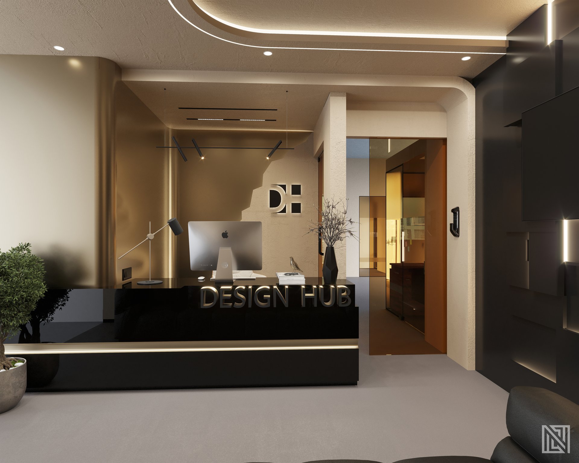 Design Hub — Office — commercial, view 2 of 5, UAE. 3ds Max · Corona render by Nasmeer VM.