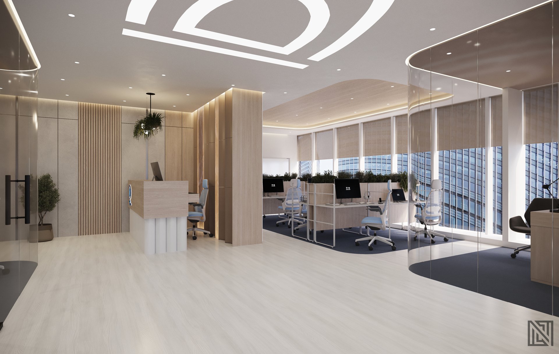 Designs & Dimensions — Office — commercial, view 2 of 13, UAE. 3ds Max · Corona render by Nasmeer VM.
