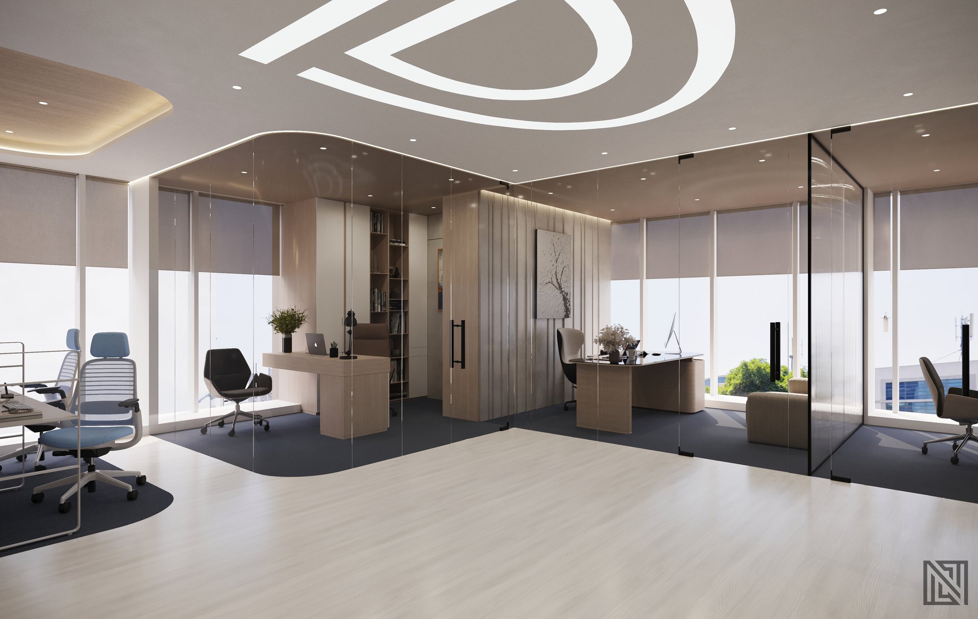 Designs & Dimensions — Office — commercial, view 3 of 13, UAE. 3ds Max · Corona render by Nasmeer VM.