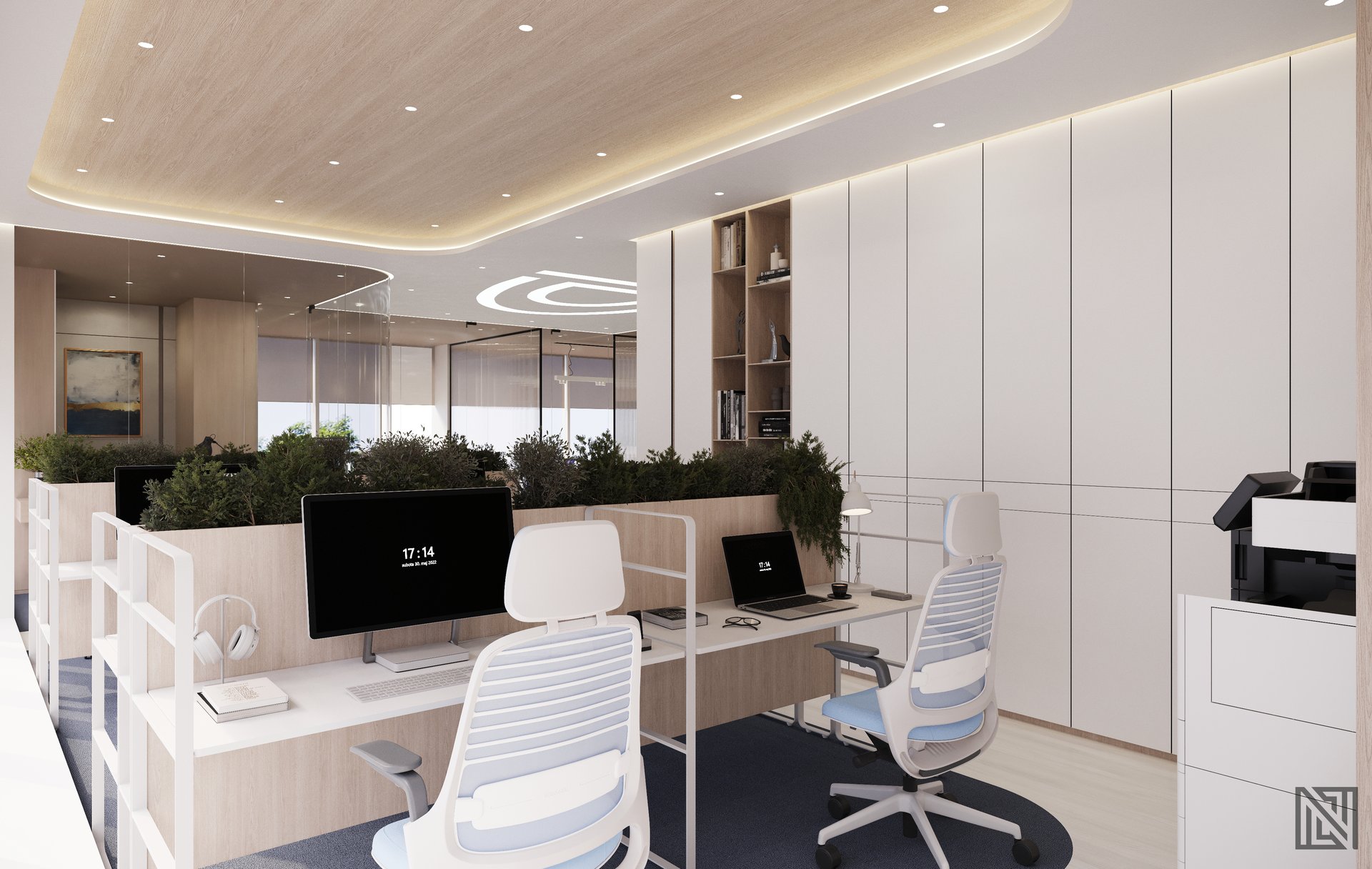 Designs & Dimensions — Office — commercial, view 5 of 13, UAE. 3ds Max · Corona render by Nasmeer VM.