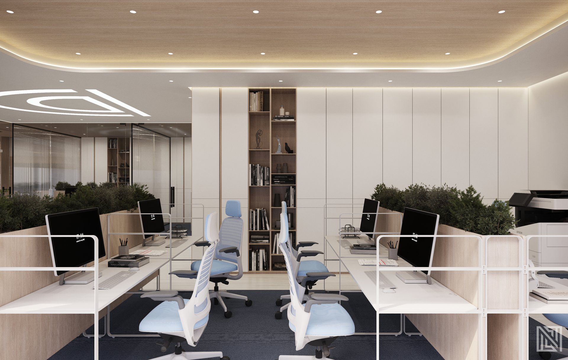 Designs & Dimensions — Office — commercial, view 6 of 13, UAE. 3ds Max · Corona render by Nasmeer VM.