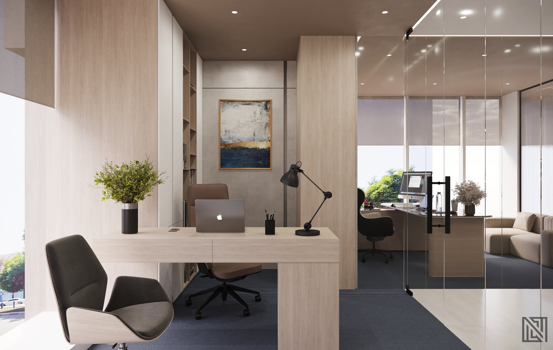 Designs & Dimensions — Office — commercial, view 7 of 13, UAE. 3ds Max · Corona render by Nasmeer VM.