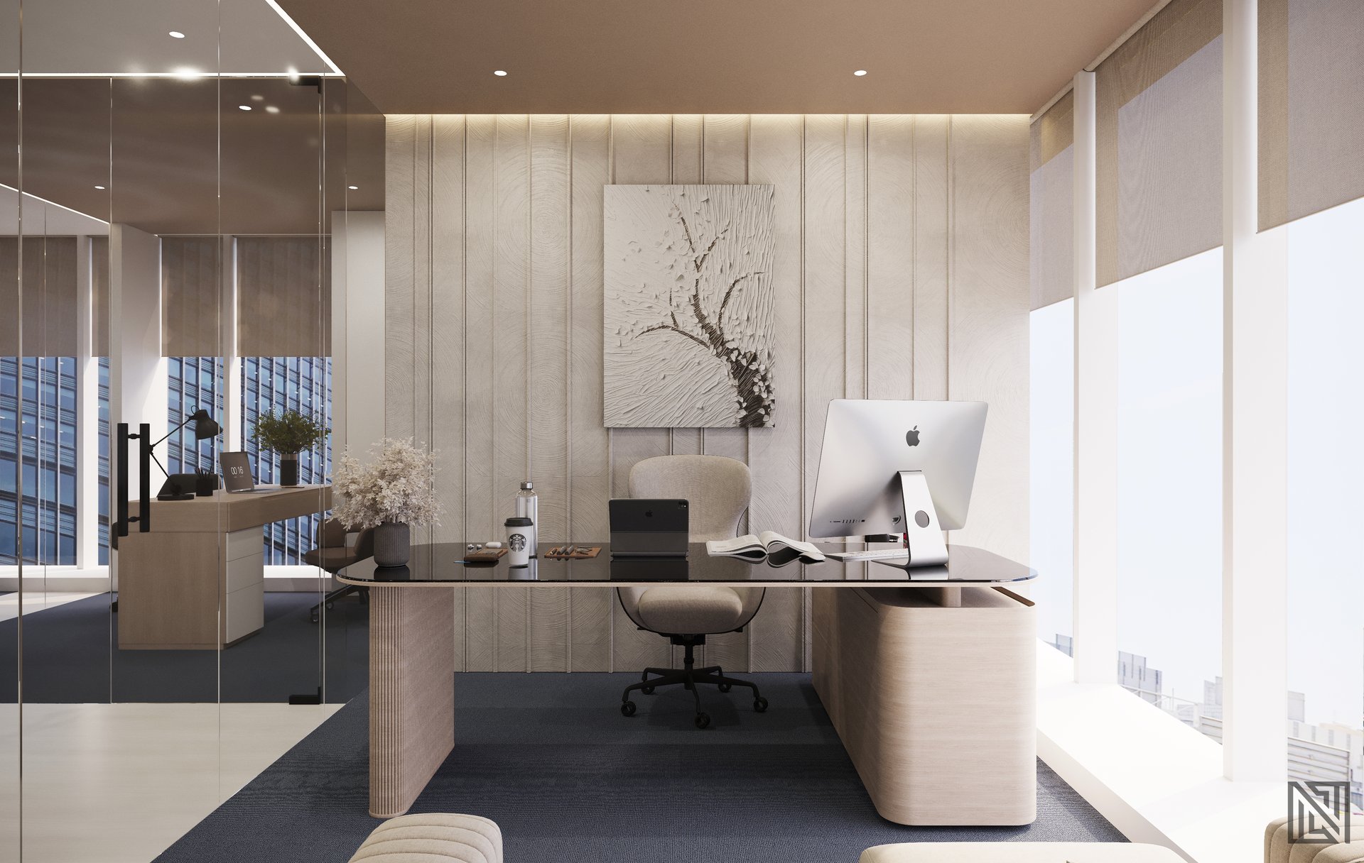 Designs & Dimensions — Office — commercial, view 8 of 13, UAE. 3ds Max · Corona render by Nasmeer VM.