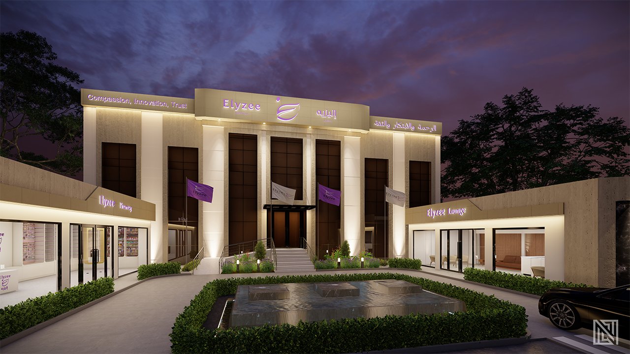 Elyzee Hospital — Exterior — architecture, view 10 of 10, UAE. 3ds Max · V-Ray render by Nasmeer VM.