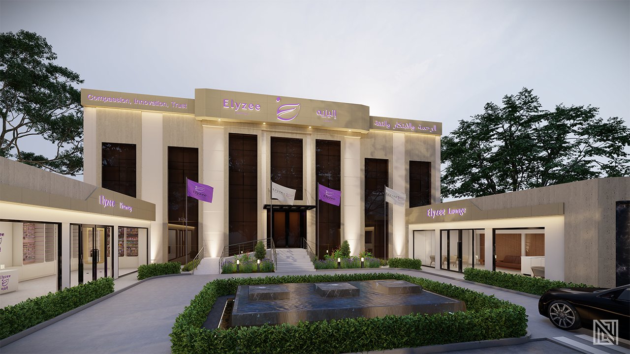 Elyzee Hospital — Exterior — architecture, view 5 of 10, UAE. 3ds Max · V-Ray render by Nasmeer VM.