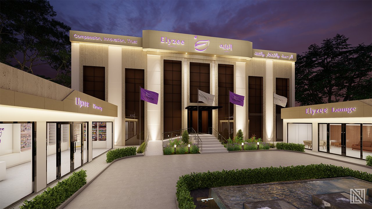 Elyzee Hospital — Exterior — architecture, view 8 of 10, UAE. 3ds Max · V-Ray render by Nasmeer VM.