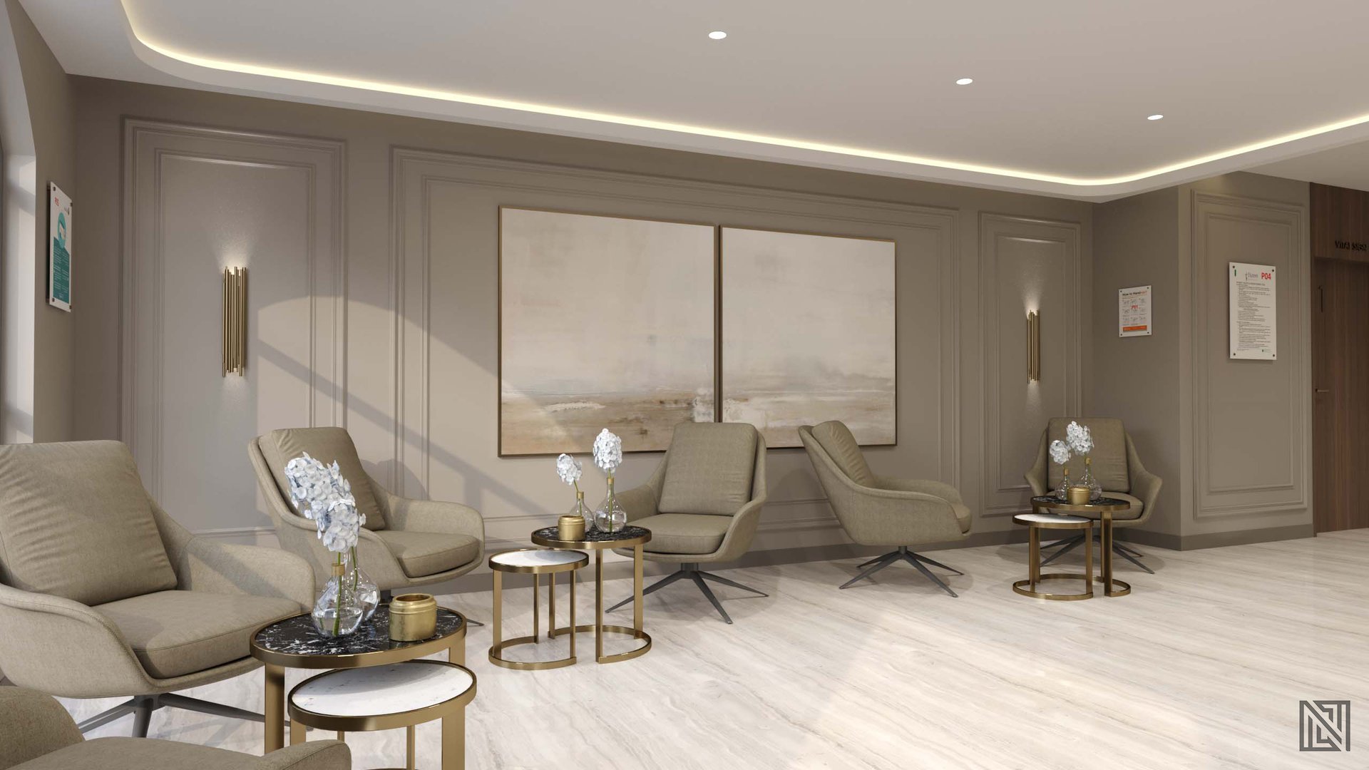 Elyzee Hospital — Interior — interior, view 4 of 7, UAE. 3ds Max · V-Ray render by Nasmeer VM.