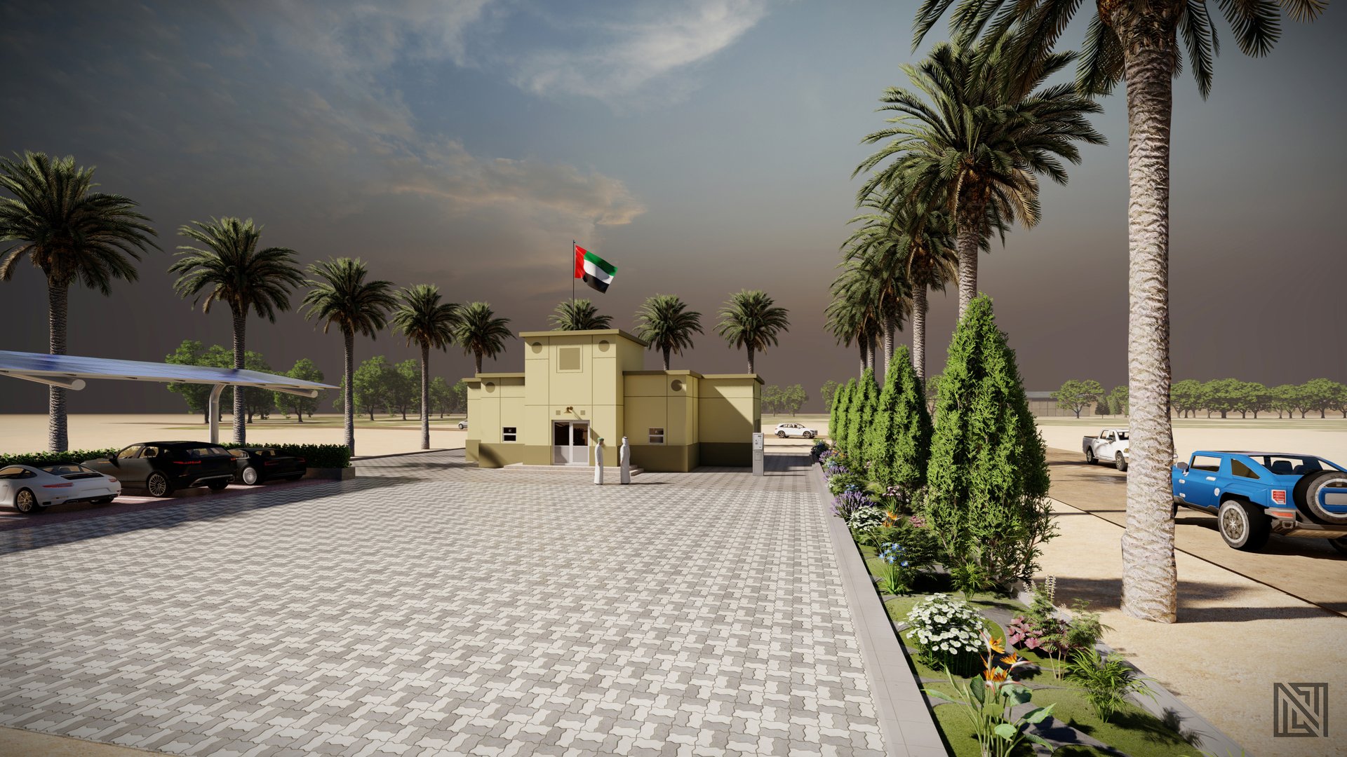 Government Rest House — architecture, view 7 of 13, UAE. 3ds Max · Corona render by Nasmeer VM.