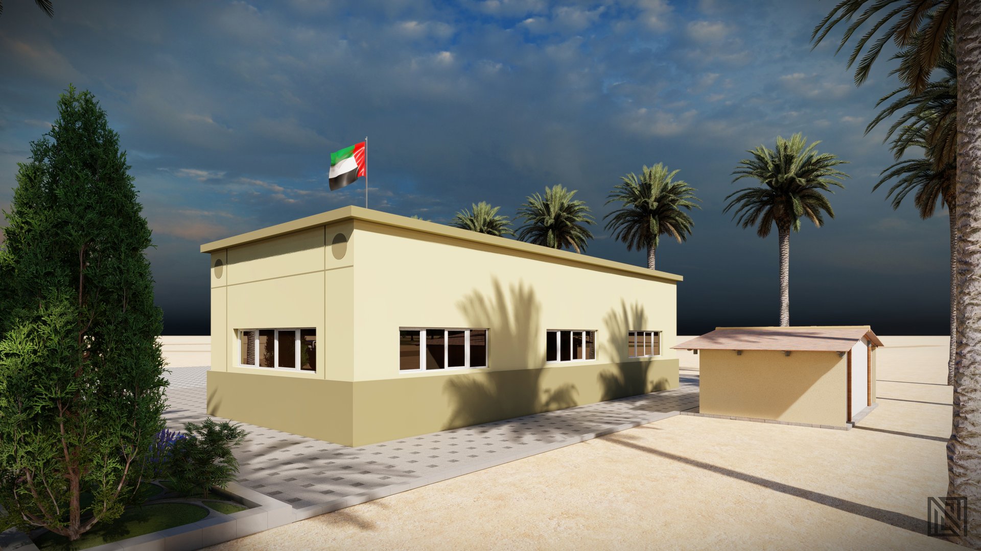 Government Rest House — architecture, view 9 of 13, UAE. 3ds Max · Corona render by Nasmeer VM.