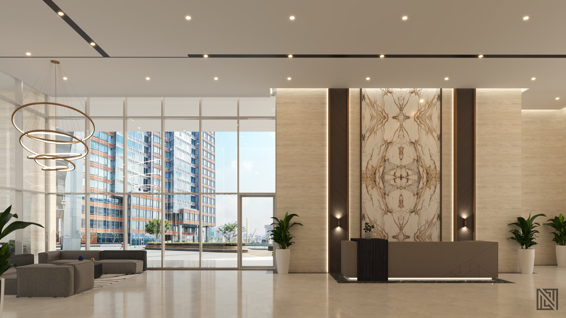 Hotel Lobby — interior, view 2 of 5, UAE. 3ds Max · Corona render by Nasmeer VM.