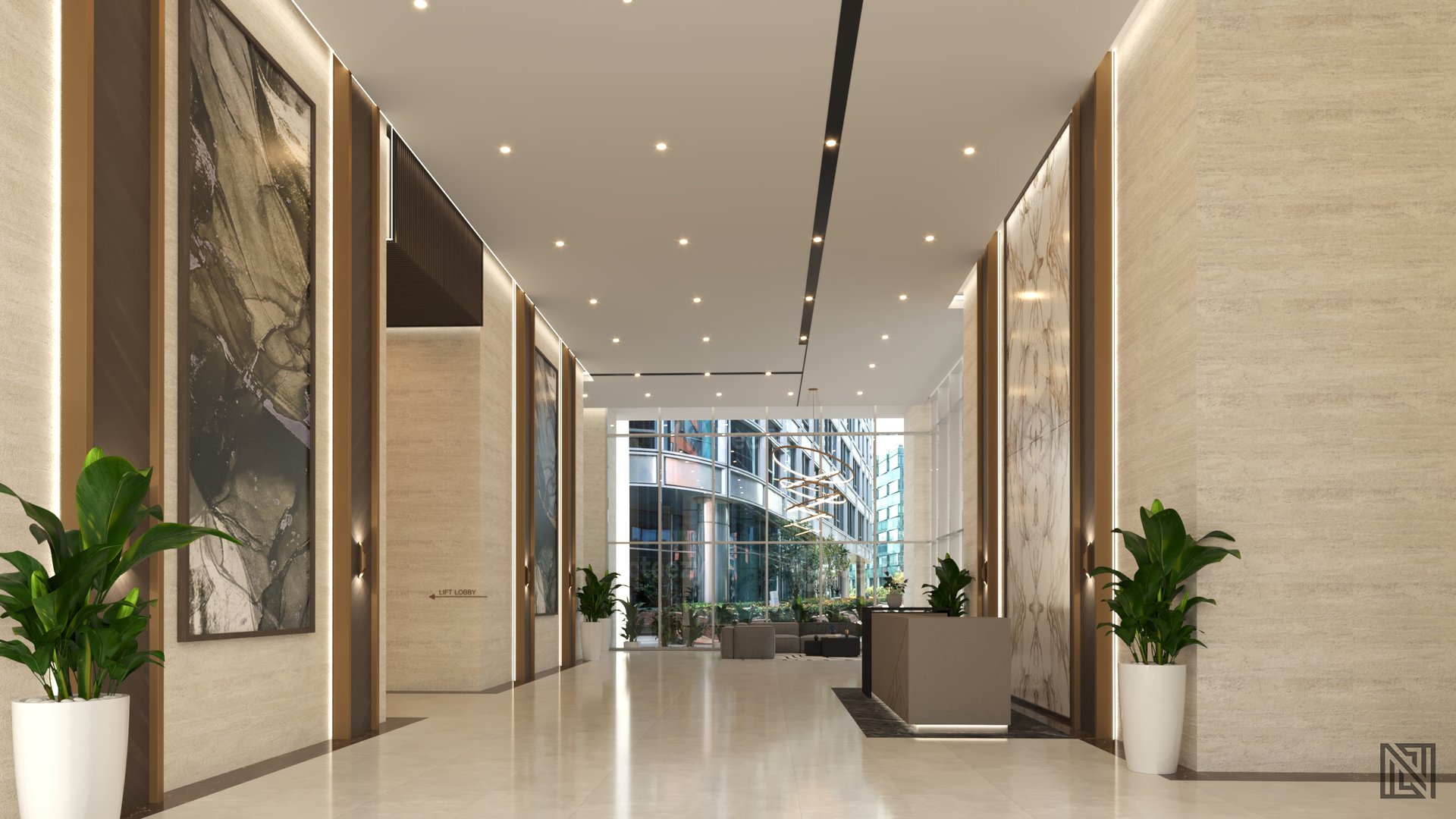 Hotel Lobby — interior, view 5 of 5, UAE. 3ds Max · Corona render by Nasmeer VM.