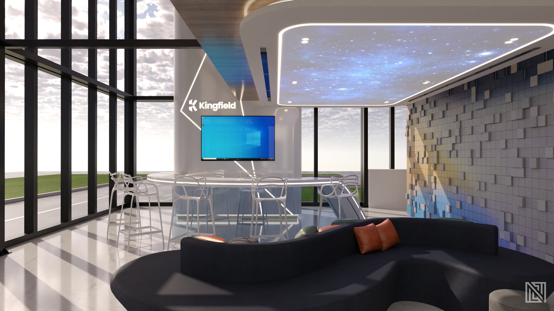 Kingfield Office — commercial, view 2 of 10, UAE. 3ds Max · Corona render by Nasmeer VM.