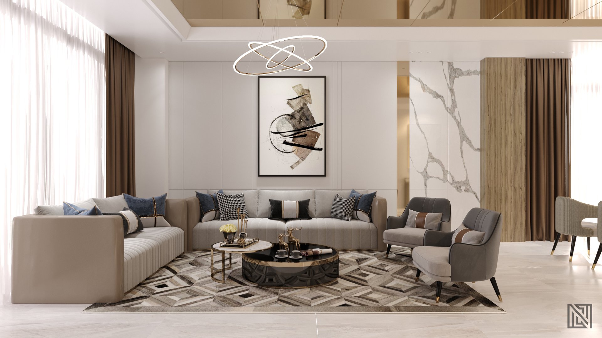 Luxury Apartment — interior, view 2 of 9, UAE. 3ds Max · Corona render by Nasmeer VM.