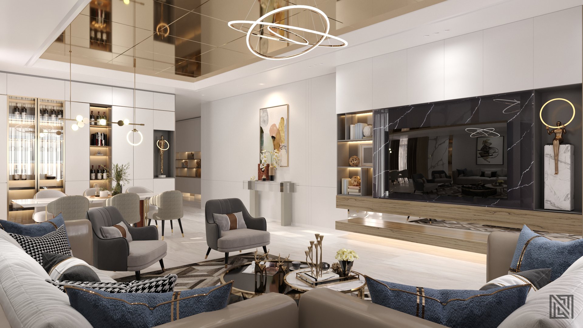 Luxury Apartment — interior, view 3 of 9, UAE. 3ds Max · Corona render by Nasmeer VM.