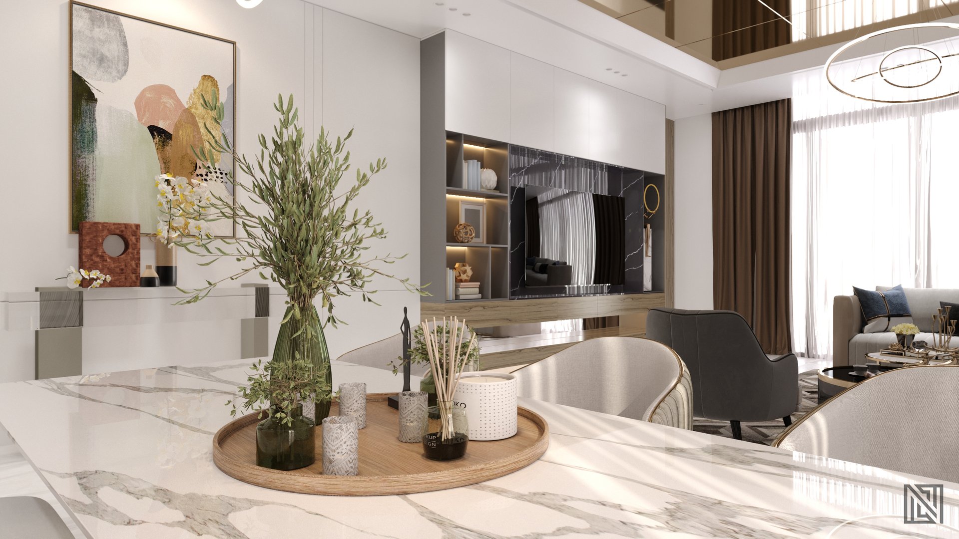 Luxury Apartment — interior, view 5 of 9, UAE. 3ds Max · Corona render by Nasmeer VM.