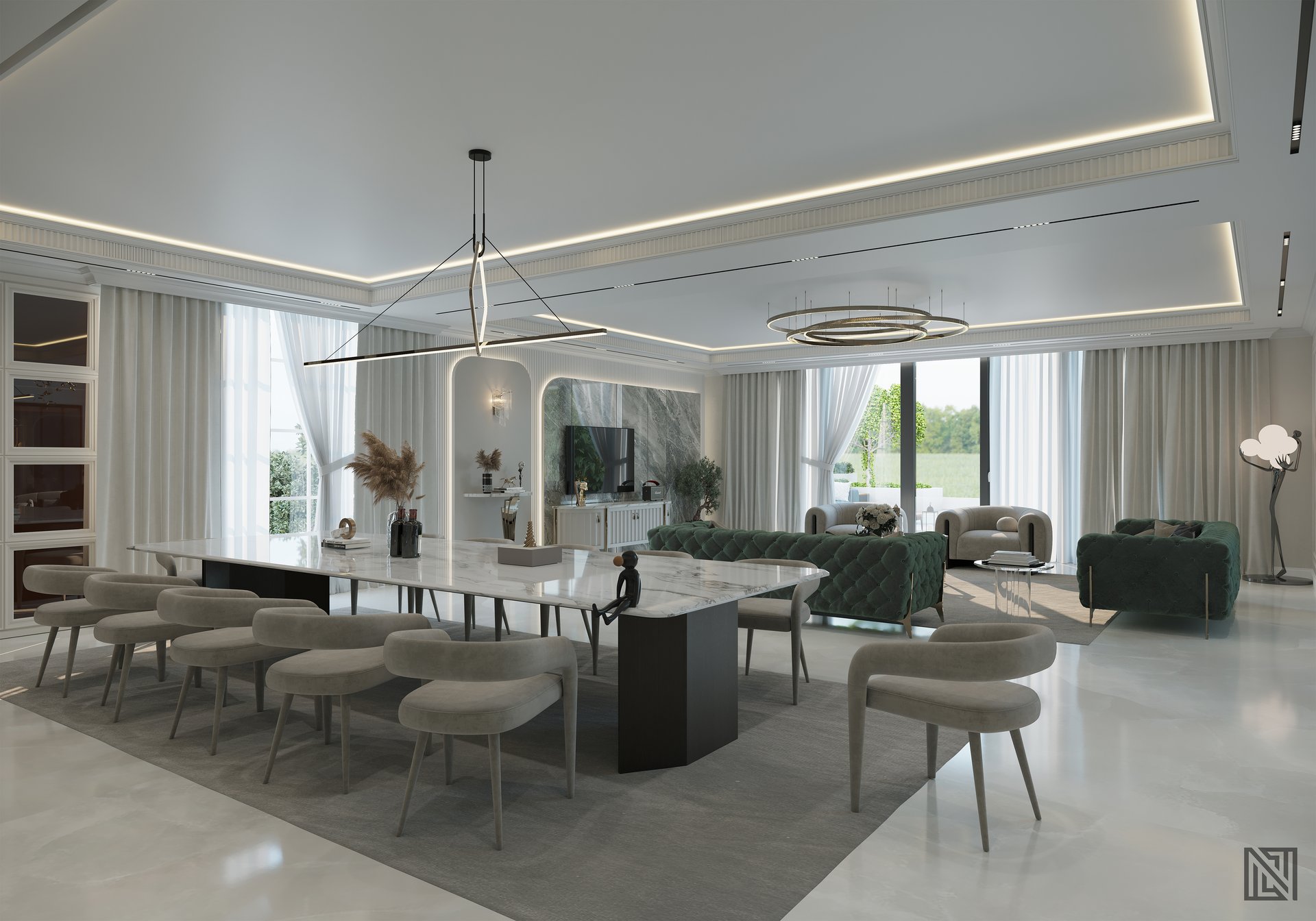Luxury Villa — Living — interior, view 12 of 27, UAE. 3ds Max · Corona render by Nasmeer VM.
