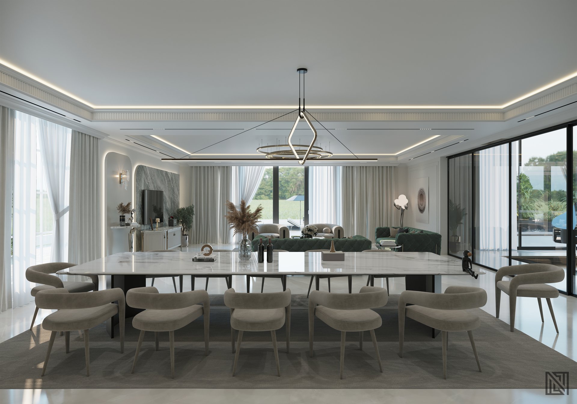 Luxury Villa — Living — interior, view 13 of 27, UAE. 3ds Max · Corona render by Nasmeer VM.
