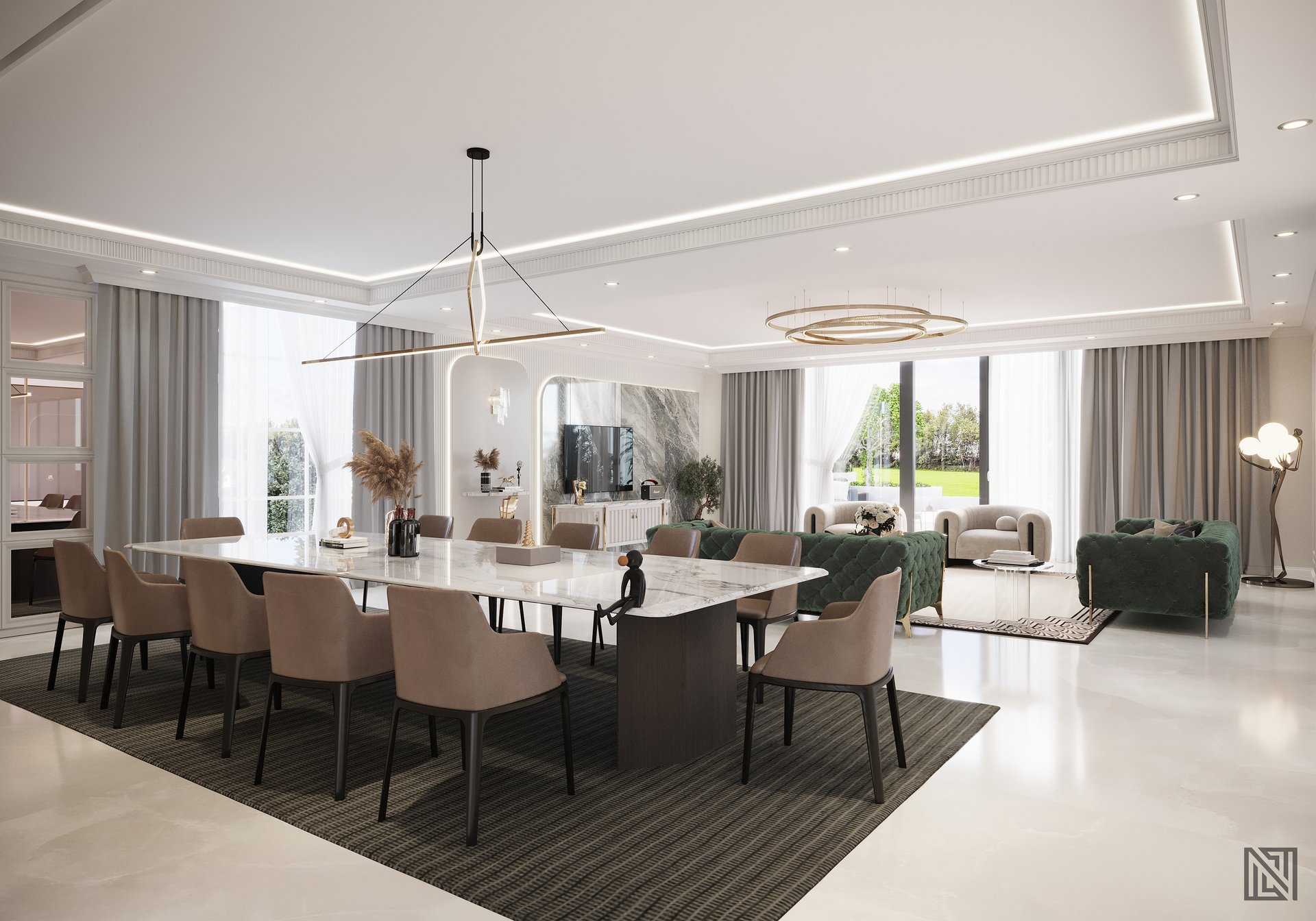 Luxury Villa — Living — interior, view 14 of 27, UAE. 3ds Max · Corona render by Nasmeer VM.