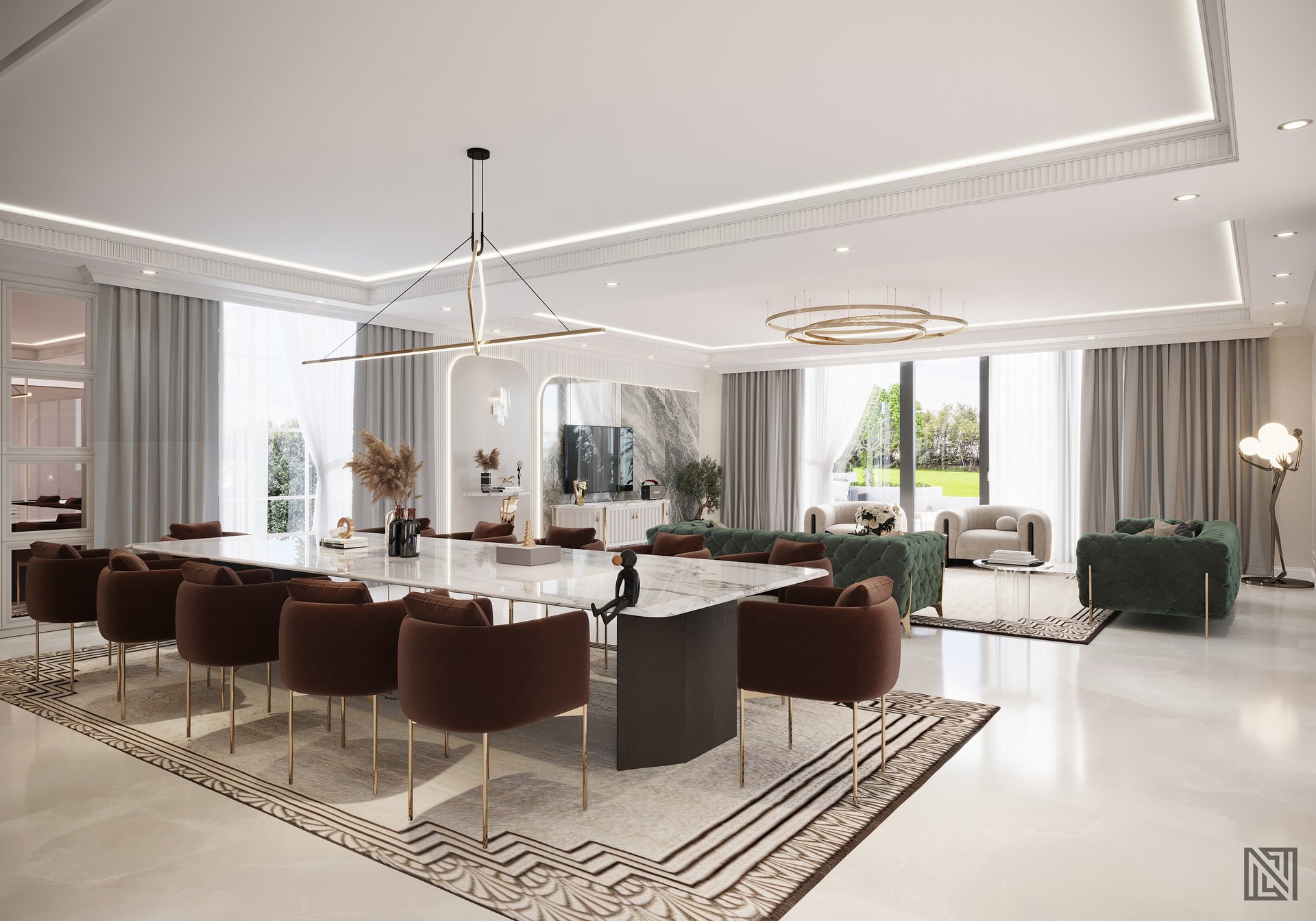 Luxury Villa — Living — interior, view 15 of 27, UAE. 3ds Max · Corona render by Nasmeer VM.