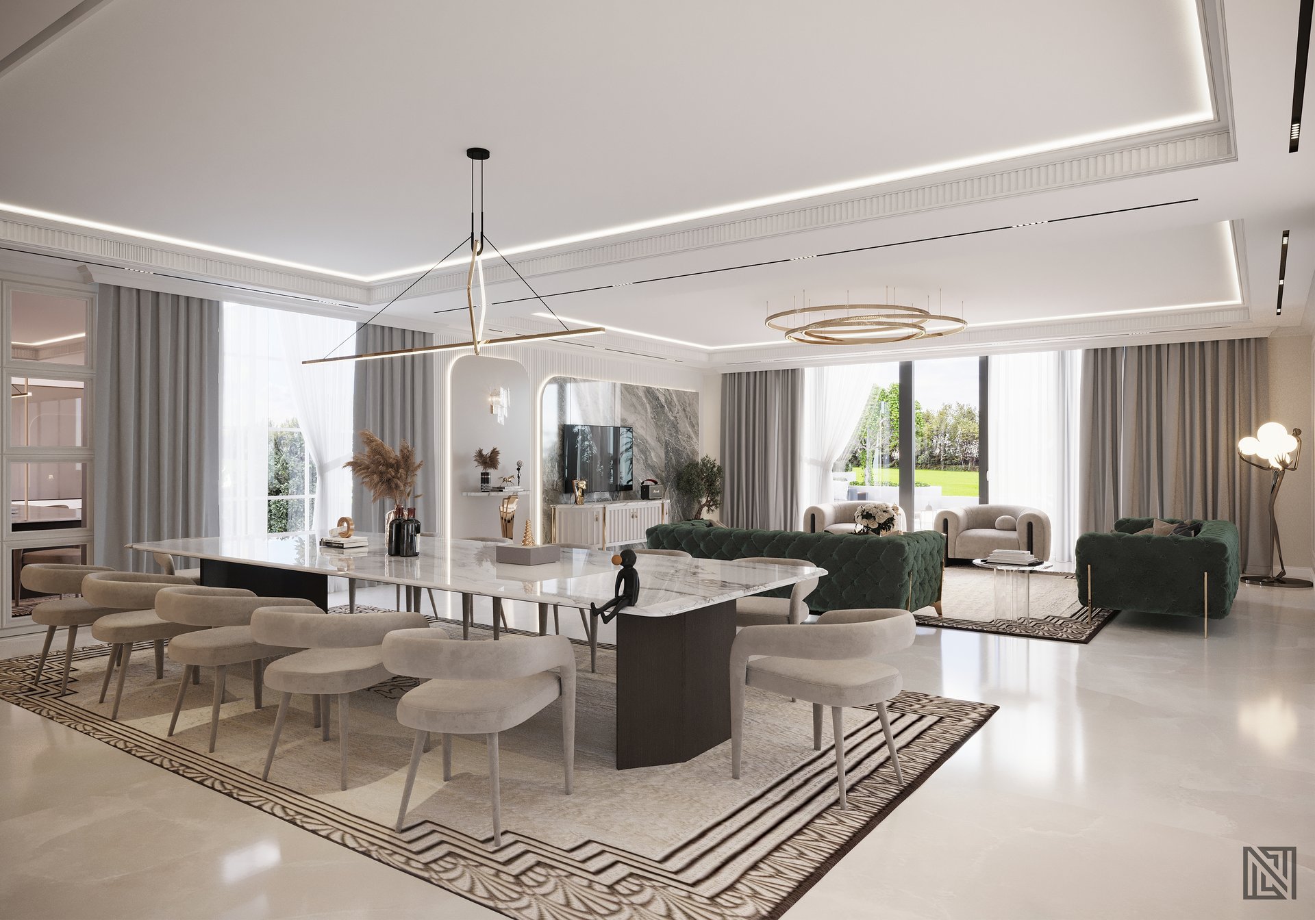 Luxury Villa — Living — interior, view 16 of 27, UAE. 3ds Max · Corona render by Nasmeer VM.
