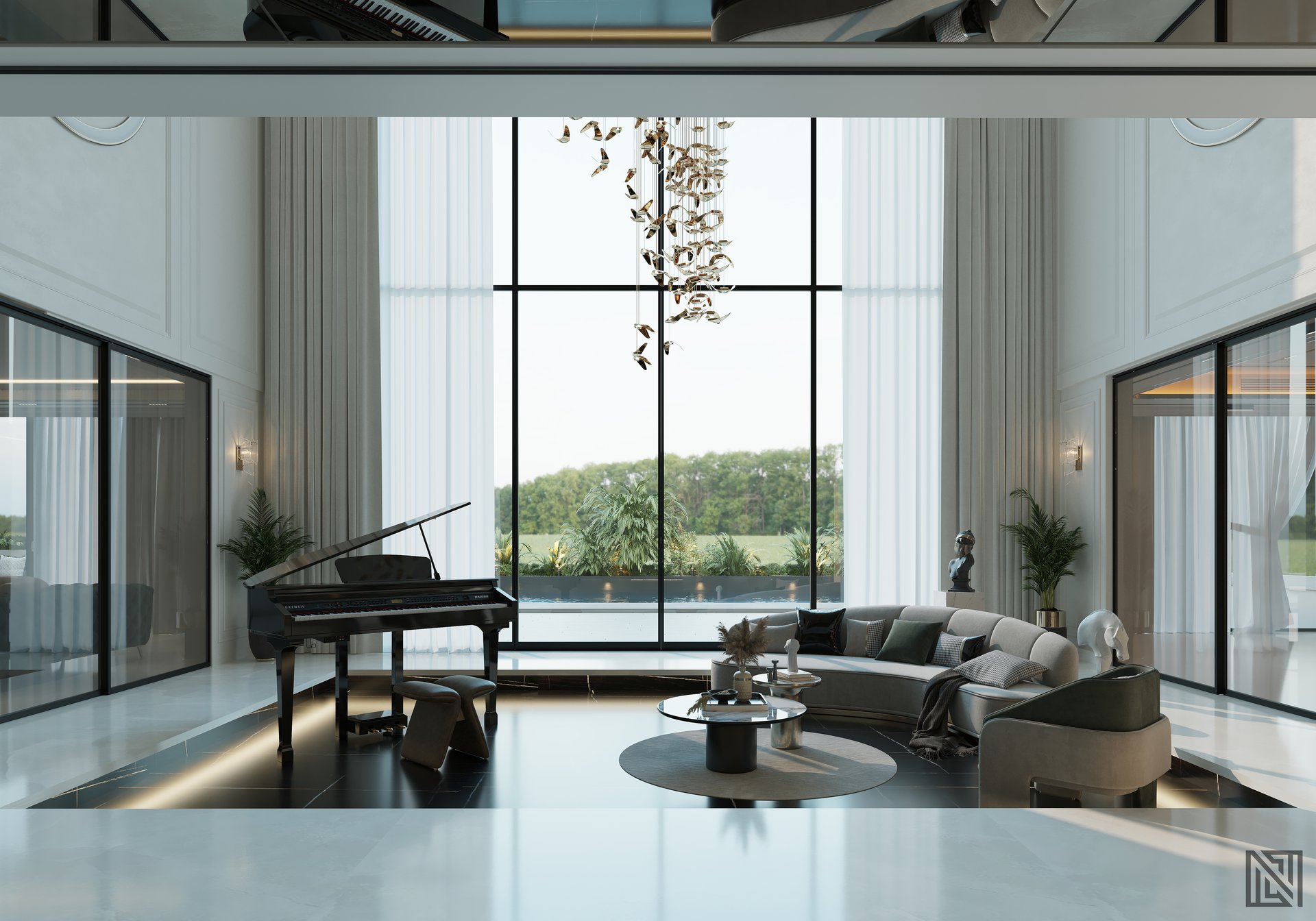 Luxury Villa — Living — interior, view 18 of 27, UAE. 3ds Max · Corona render by Nasmeer VM.