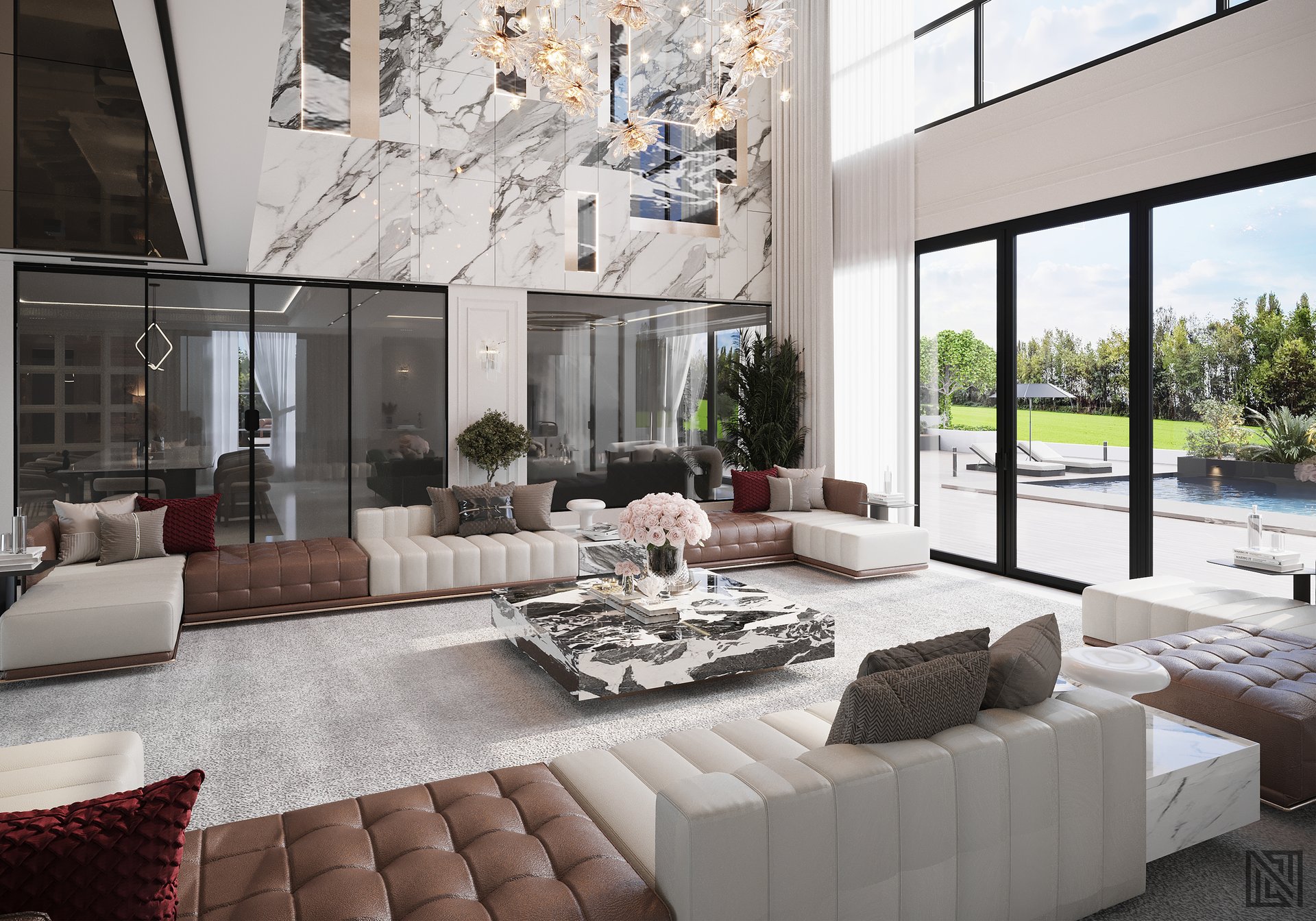 Luxury Villa — Living — interior, view 19 of 27, UAE. 3ds Max · Corona render by Nasmeer VM.