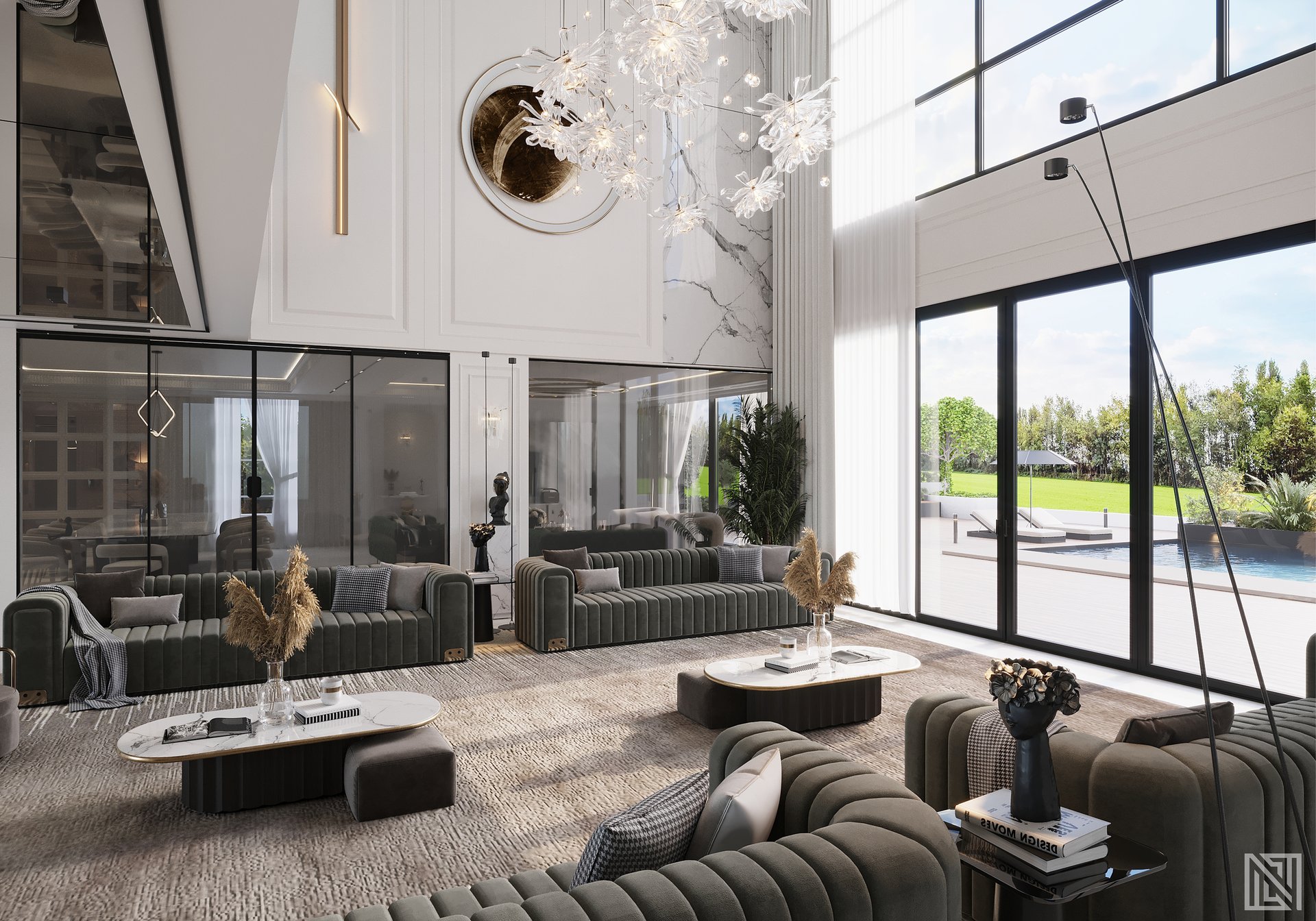 Luxury Villa — Living — interior, view 20 of 27, UAE. 3ds Max · Corona render by Nasmeer VM.