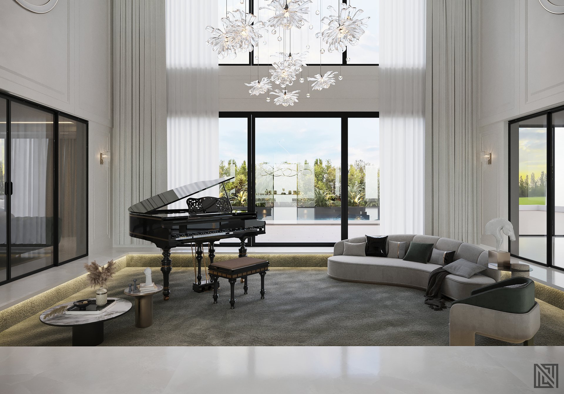 Luxury Villa — Living — interior, view 21 of 27, UAE. 3ds Max · Corona render by Nasmeer VM.