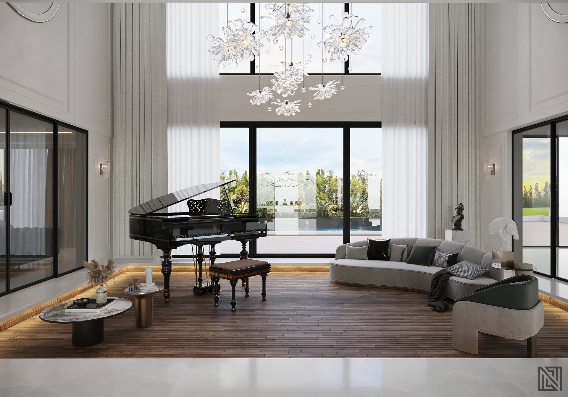 Luxury Villa — Living — interior, view 22 of 27, UAE. 3ds Max · Corona render by Nasmeer VM.