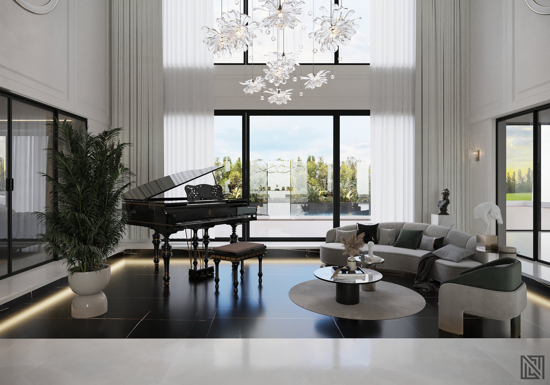 Luxury Villa — Living — interior, view 23 of 27, UAE. 3ds Max · Corona render by Nasmeer VM.