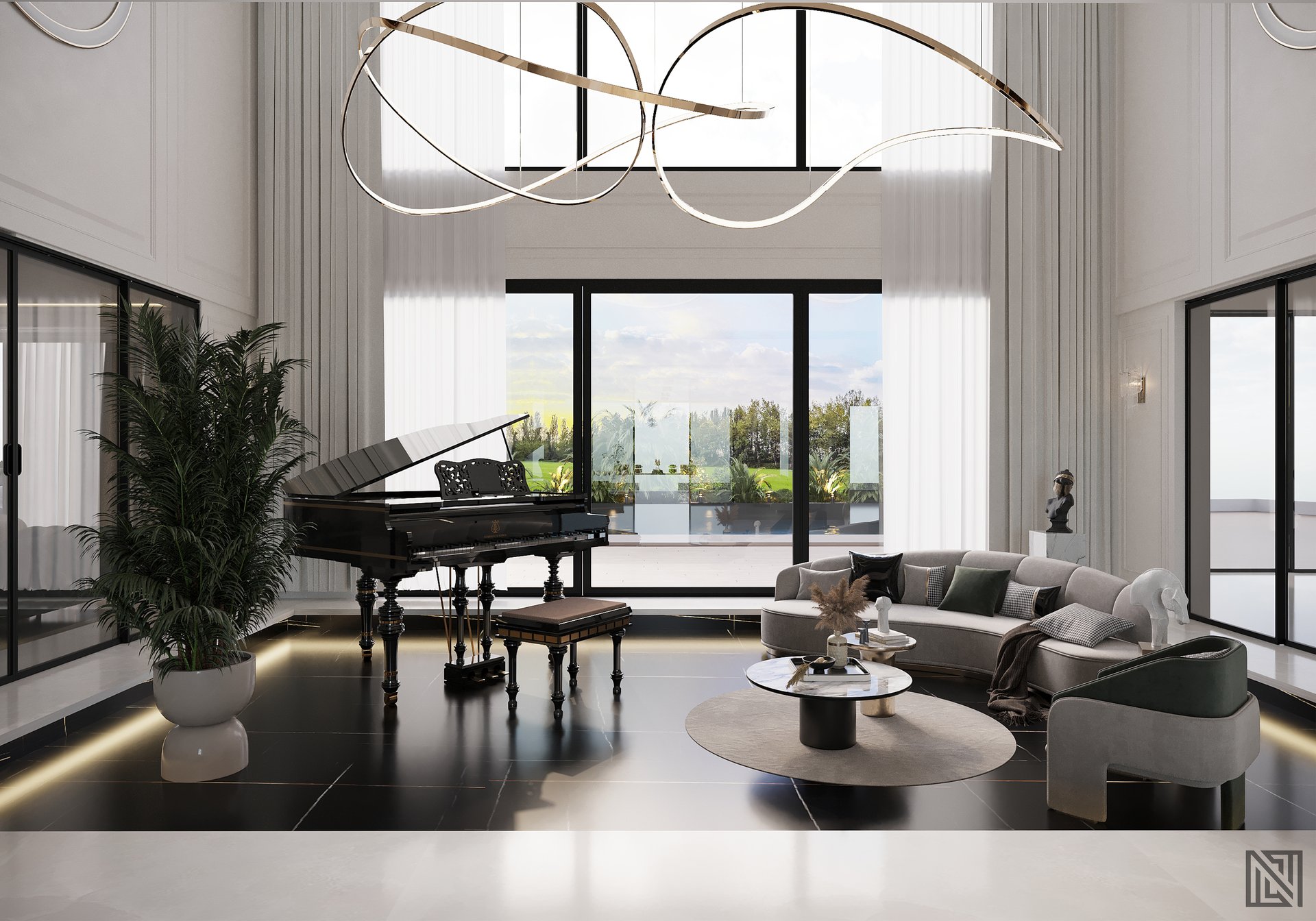 Luxury Villa — Living — interior, view 25 of 27, UAE. 3ds Max · Corona render by Nasmeer VM.