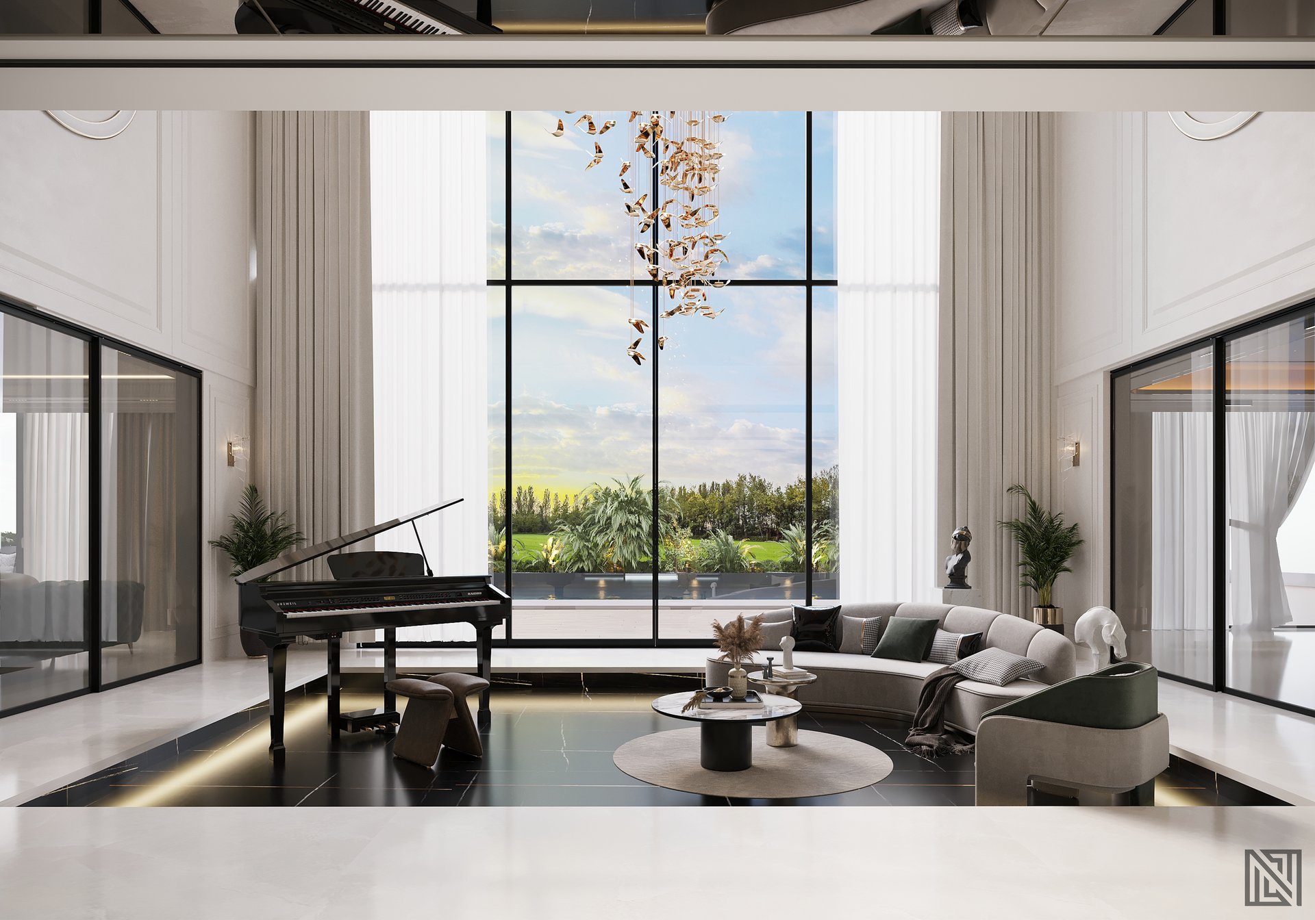 Luxury Villa — Living — interior, view 26 of 27, UAE. 3ds Max · Corona render by Nasmeer VM.