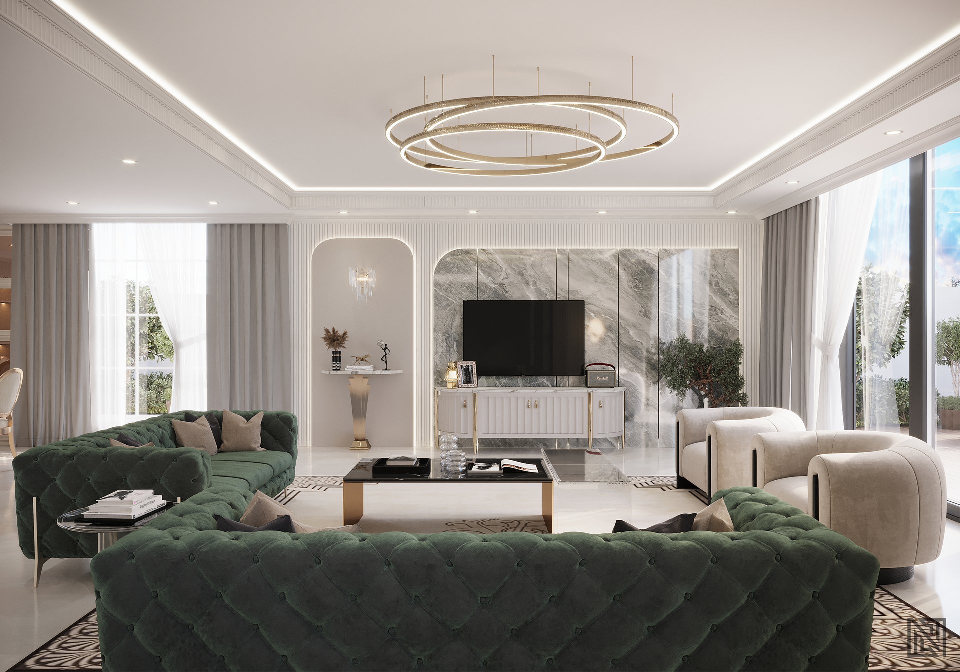 Luxury Villa — Living — interior, view 4 of 27, UAE. 3ds Max · Corona render by Nasmeer VM.