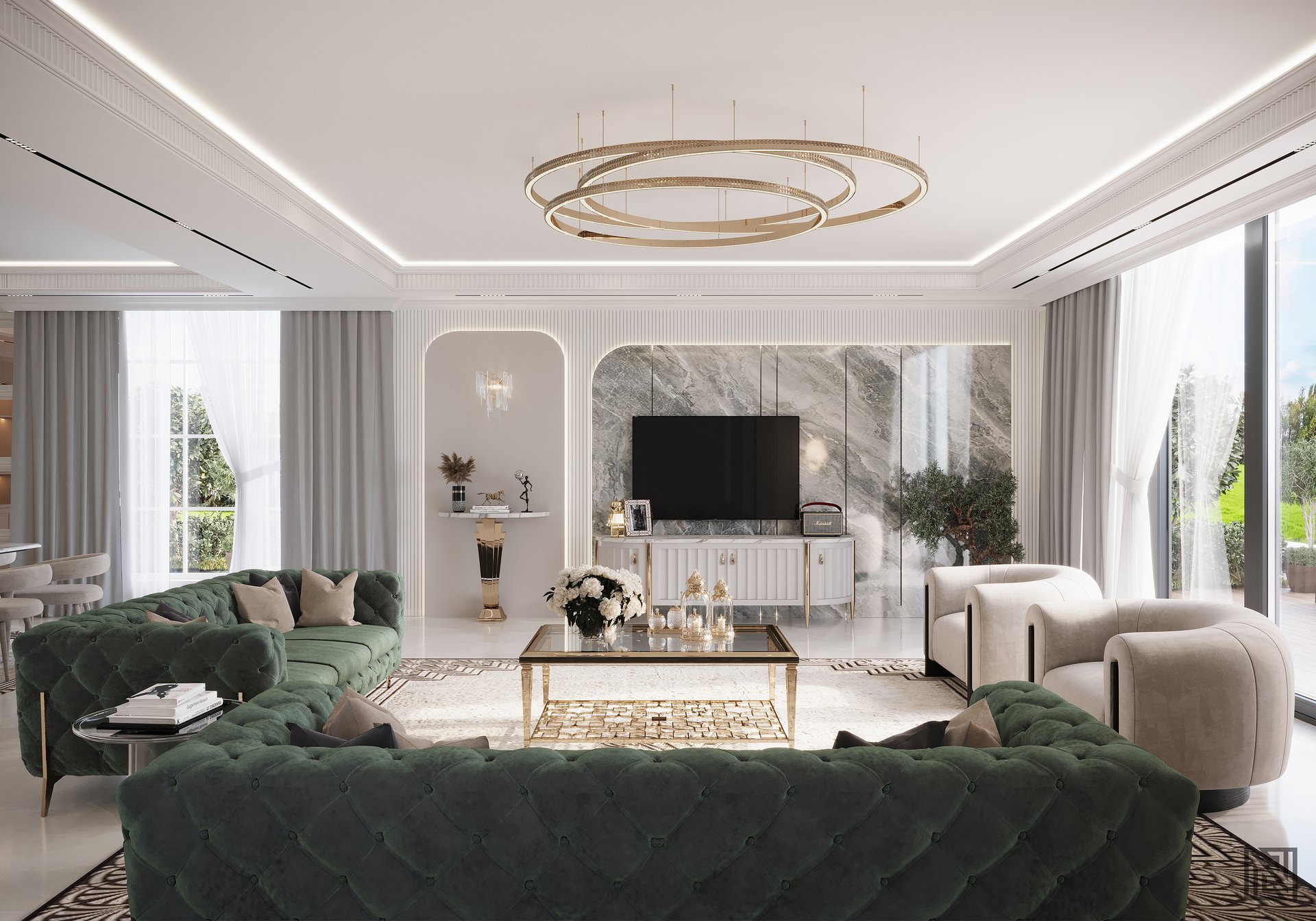 Luxury Villa — Living — interior, view 6 of 27, UAE. 3ds Max · Corona render by Nasmeer VM.