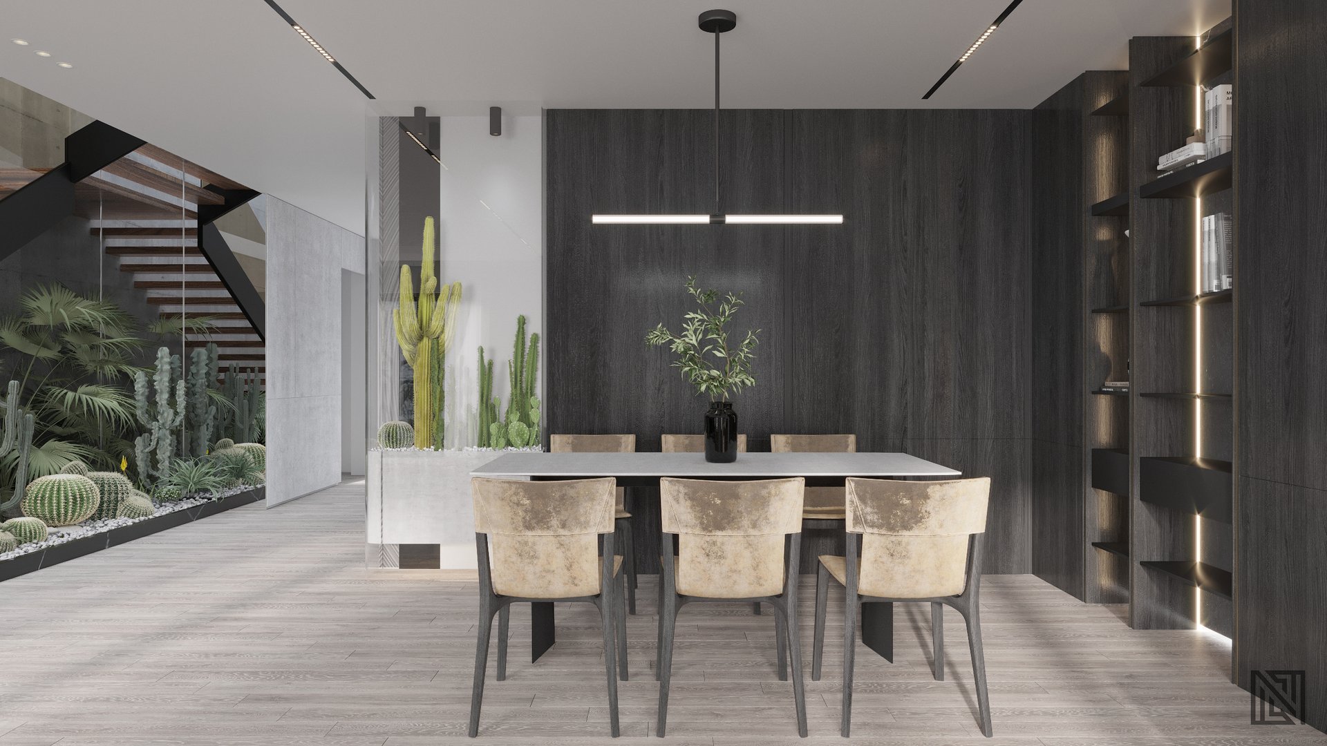 Minimal Apartment — interior, view 2 of 7, UAE. 3ds Max · Corona render by Nasmeer VM.