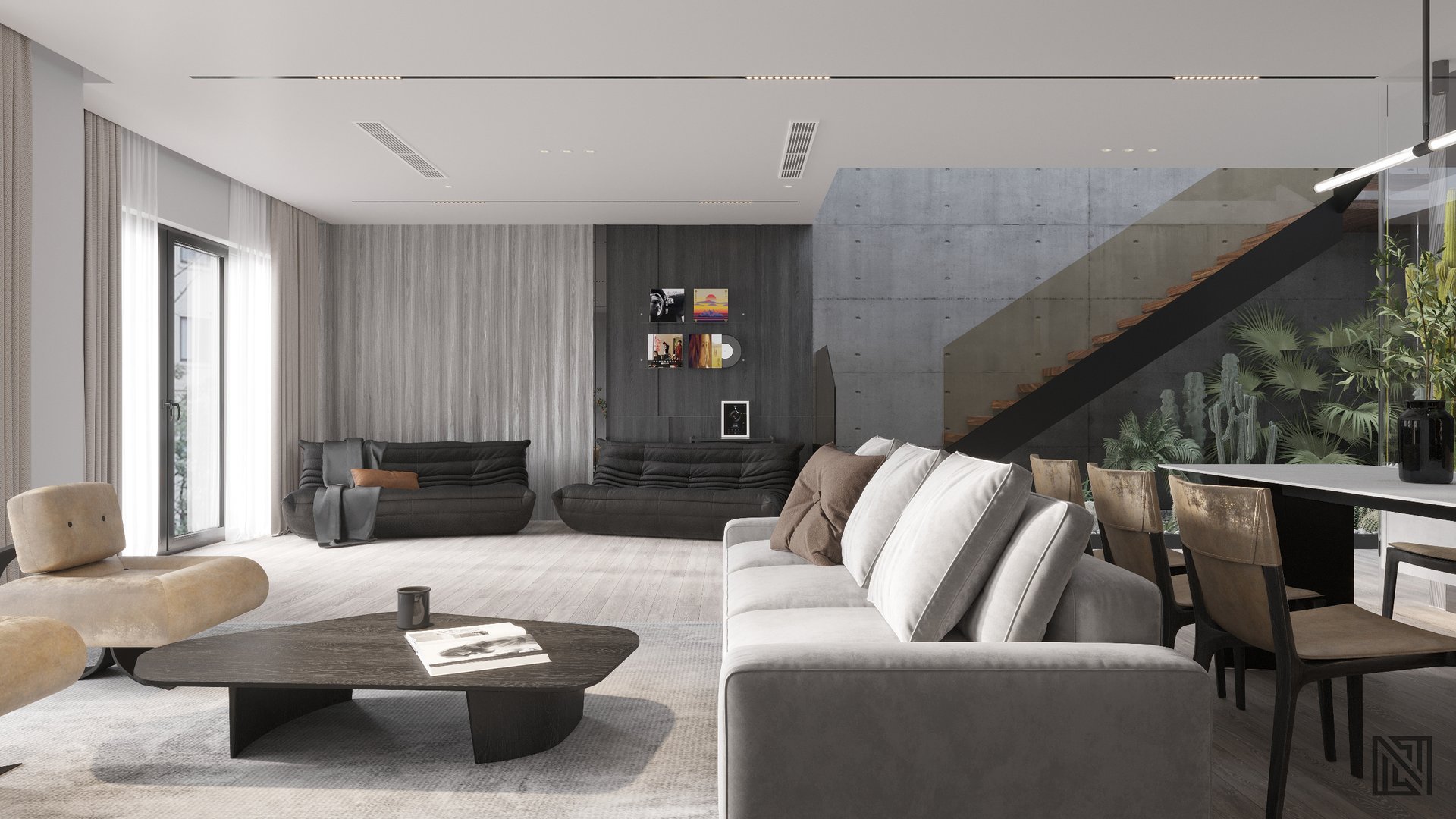 Minimal Apartment — interior, view 3 of 7, UAE. 3ds Max · Corona render by Nasmeer VM.
