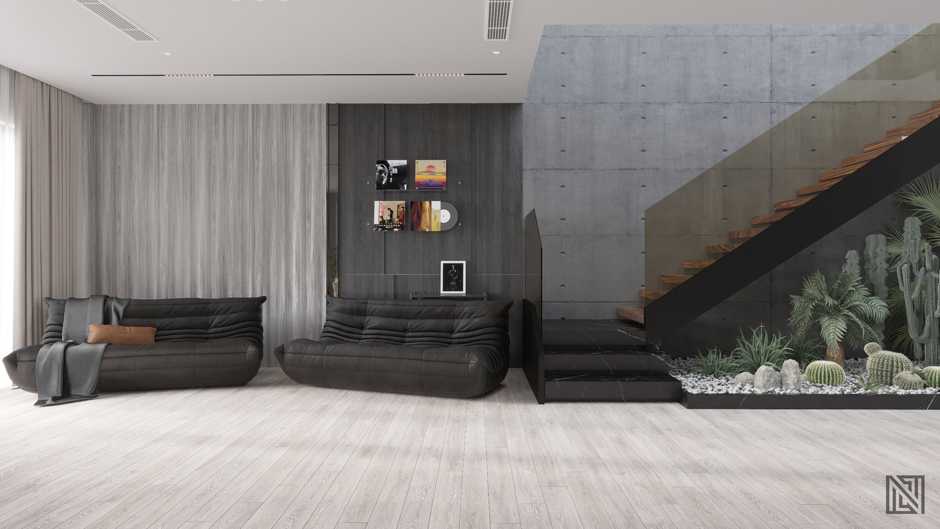 Minimal Apartment — interior, view 4 of 7, UAE. 3ds Max · Corona render by Nasmeer VM.