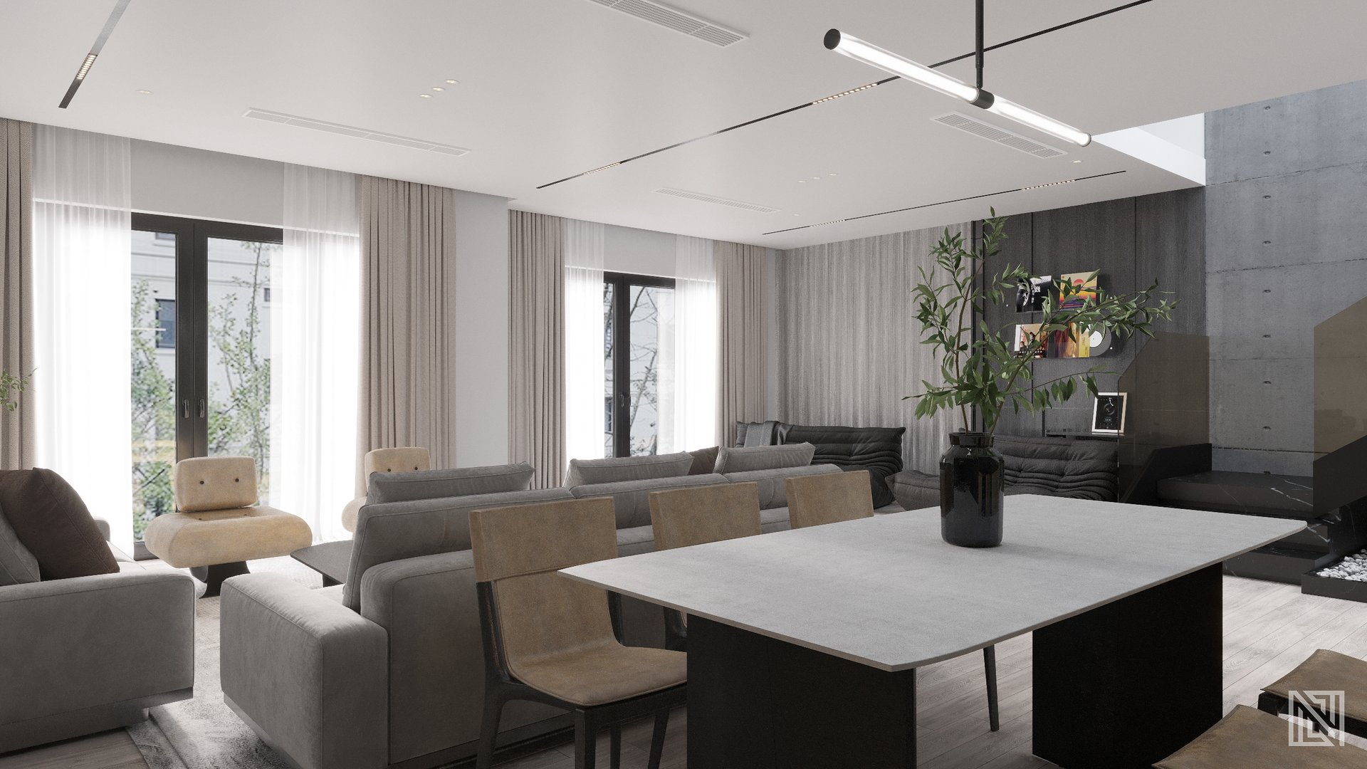Minimal Apartment — interior, view 5 of 7, UAE. 3ds Max · Corona render by Nasmeer VM.