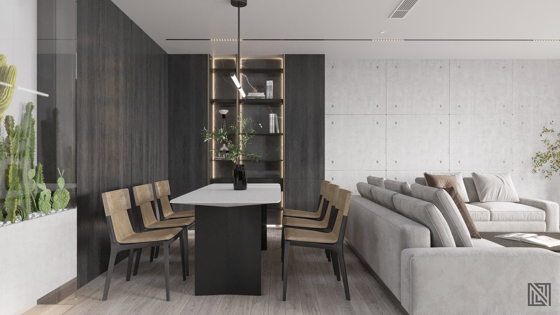 Minimal Apartment — interior, view 6 of 7, UAE. 3ds Max · Corona render by Nasmeer VM.