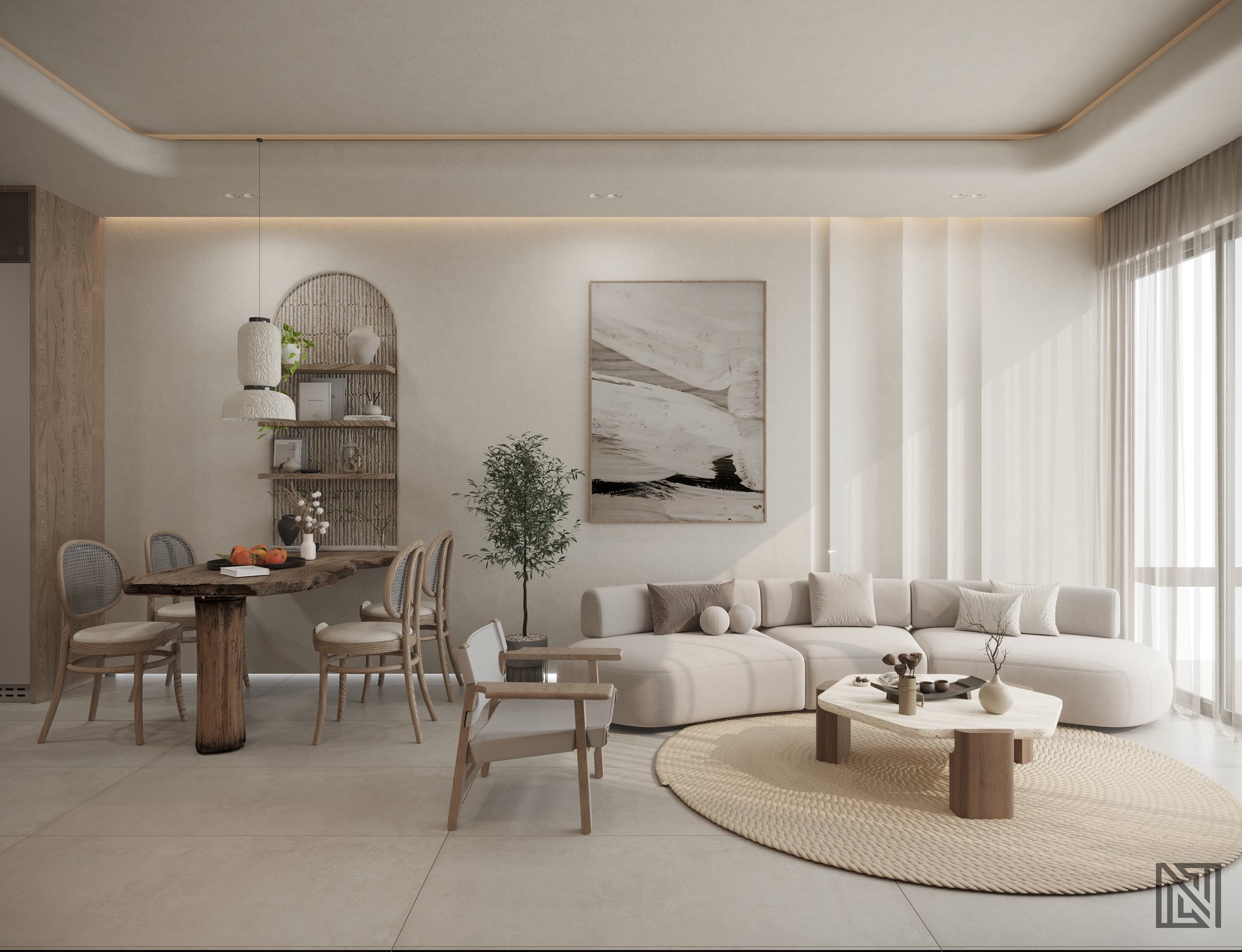Minimalist Apartment — interior, view 2 of 8, UAE. 3ds Max · Corona render by Nasmeer VM.