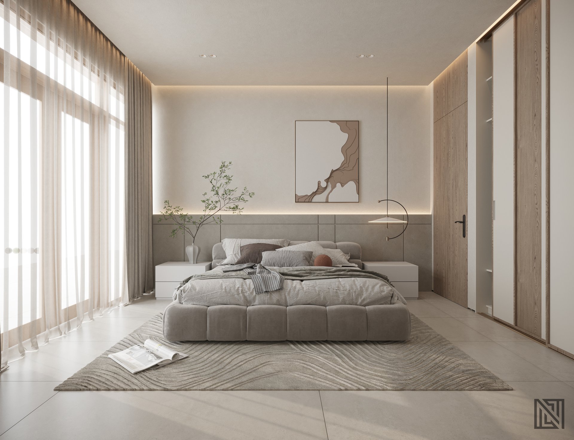 Minimalist Apartment — interior, view 5 of 8, UAE. 3ds Max · Corona render by Nasmeer VM.
