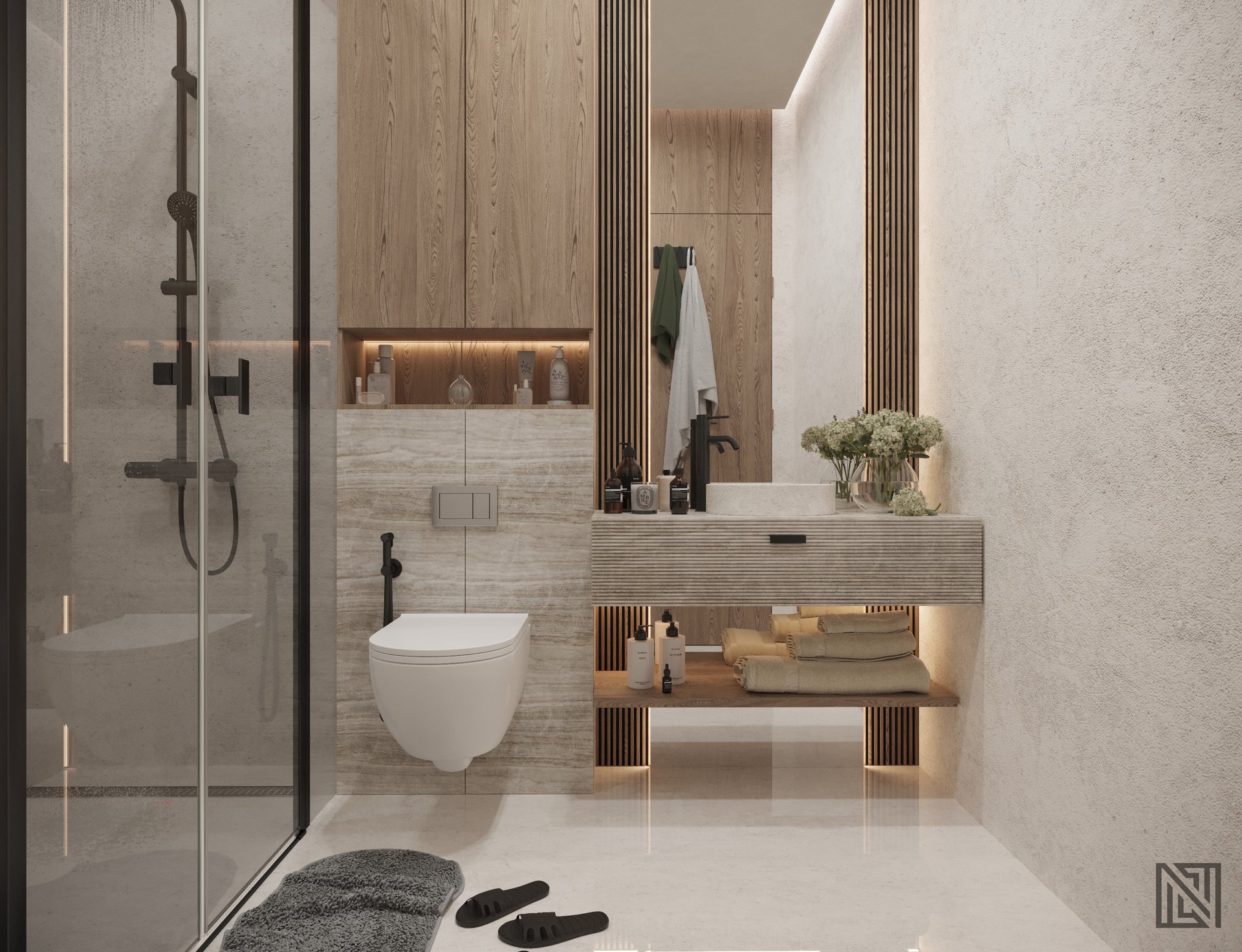 Minimalist Apartment — interior, view 7 of 8, UAE. 3ds Max · Corona render by Nasmeer VM.