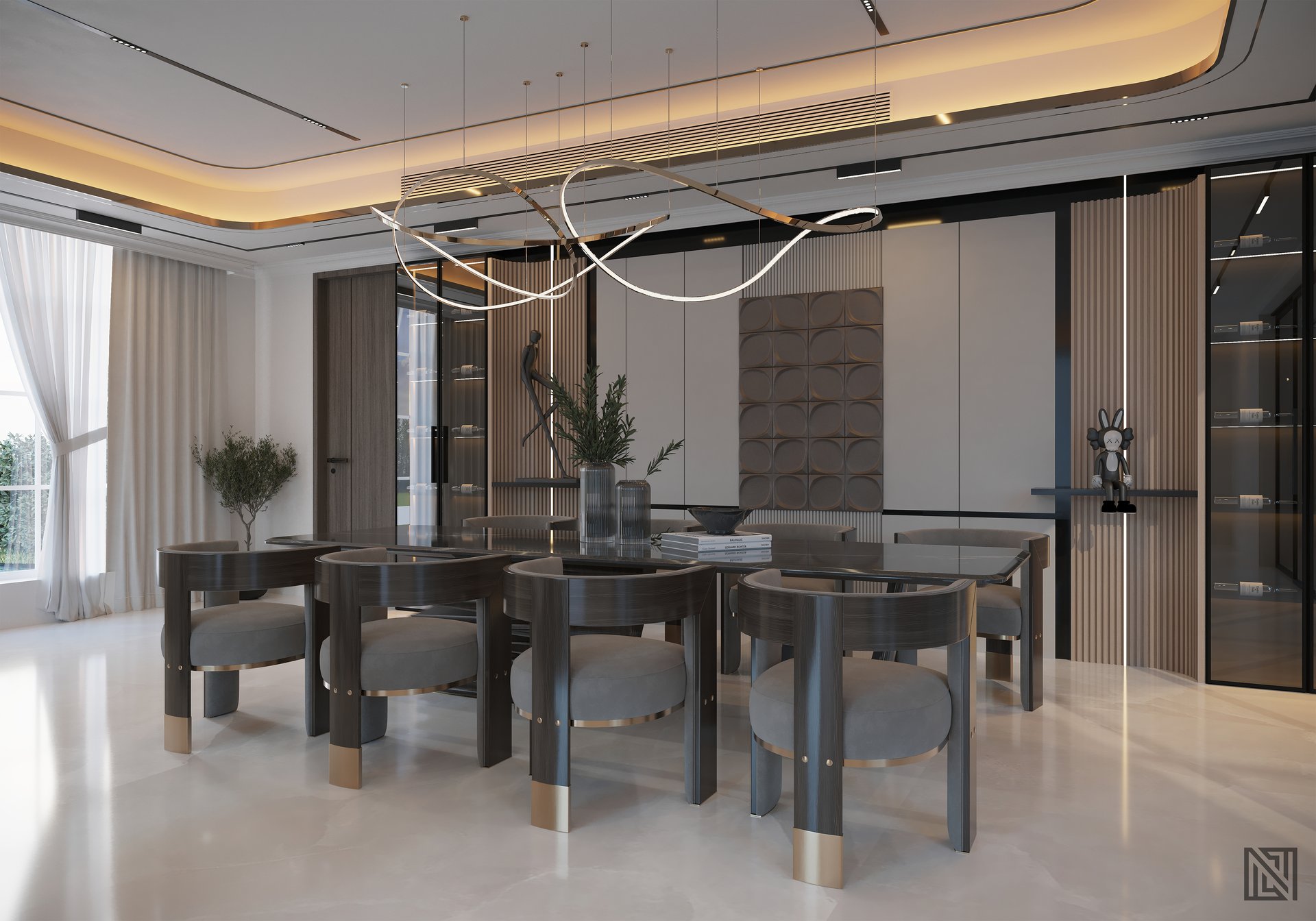 Minimalist Villa — Living — interior, view 7 of 9, UAE. 3ds Max · Corona render by Nasmeer VM.